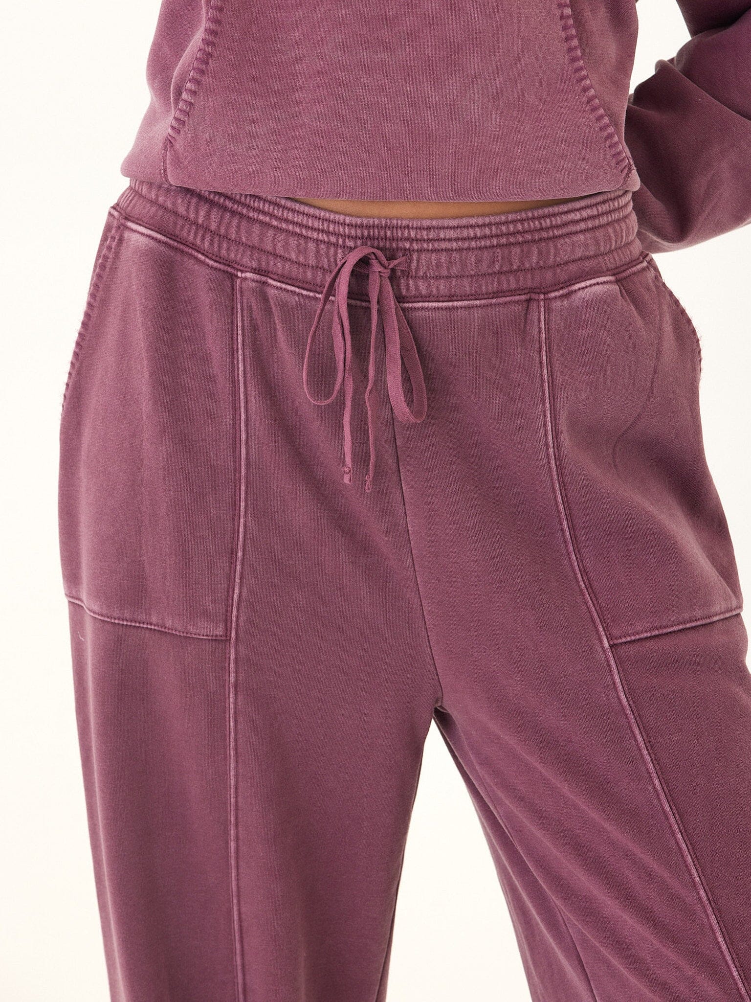 Lottie Mineral Wash CVC Fleece Jogger - Relaxed Fit Ankle Pants