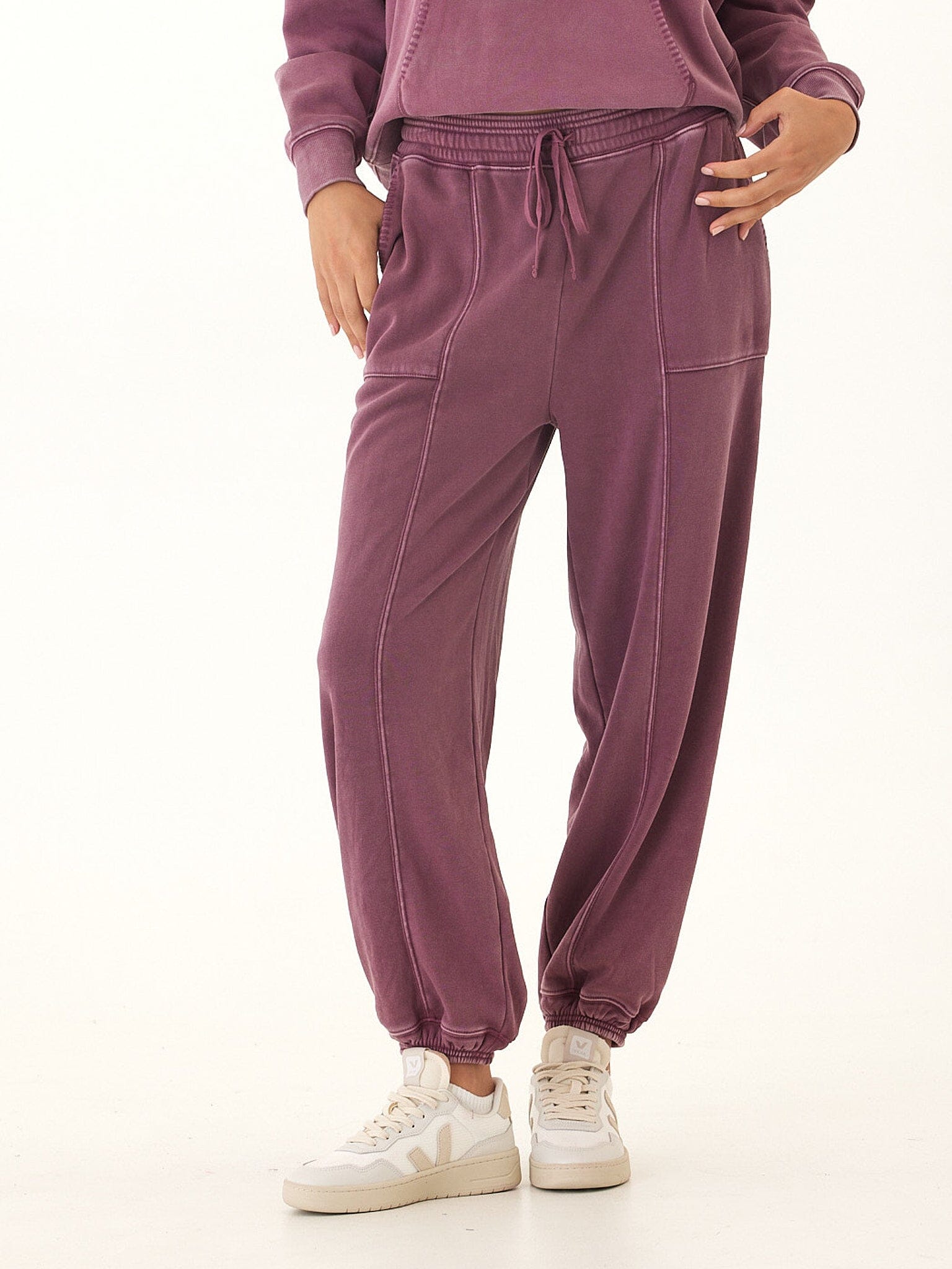 Lottie Mineral Wash CVC Fleece Jogger - Relaxed Fit Ankle Pants