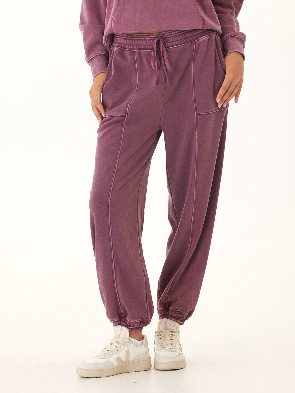 Lottie Mineral Wash CVC Fleece Jogger - Relaxed Fit Ankle Pants