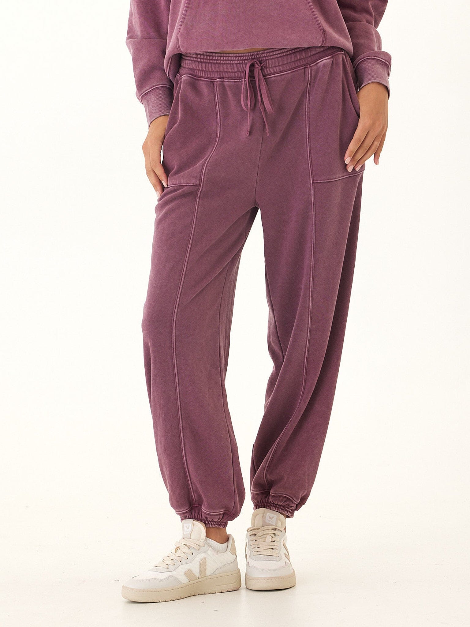 Lottie Mineral Wash CVC Fleece Jogger - Relaxed Fit Ankle Pants