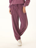 Lottie Mineral Wash CVC Fleece Jogger in burgundy with a relaxed fit and tapered ankle