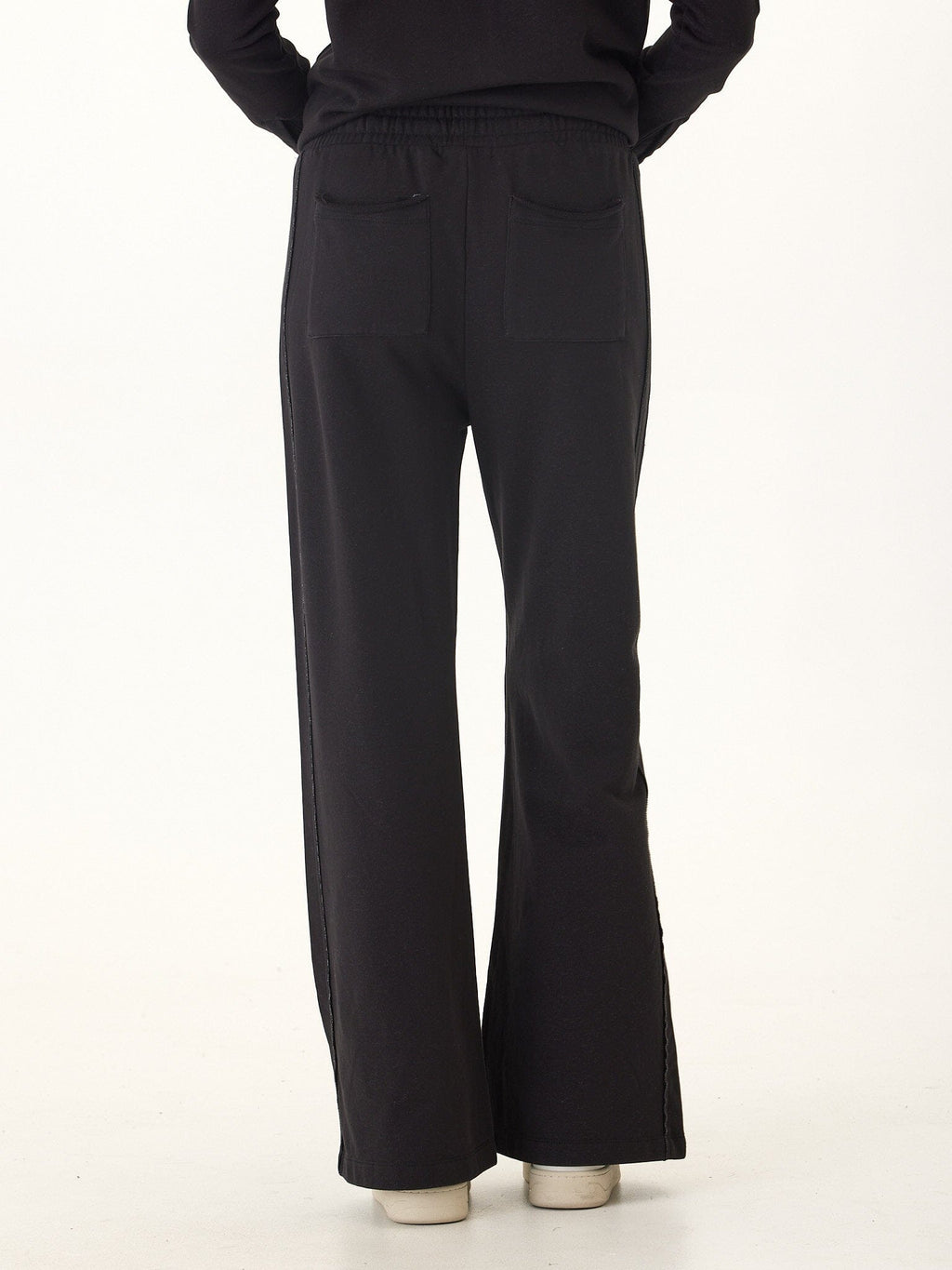 Cotton Blend Terry Wide Leg Pant with Elastic Waistband