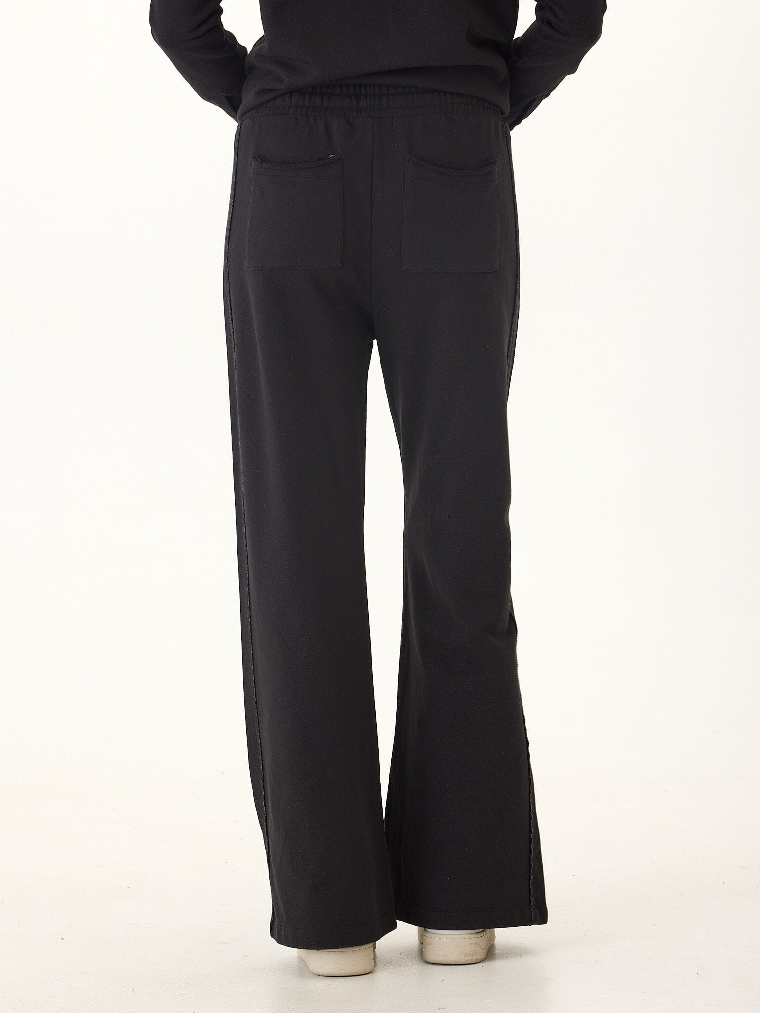 Cotton Blend Terry Wide Leg Pant with Elastic Waistband