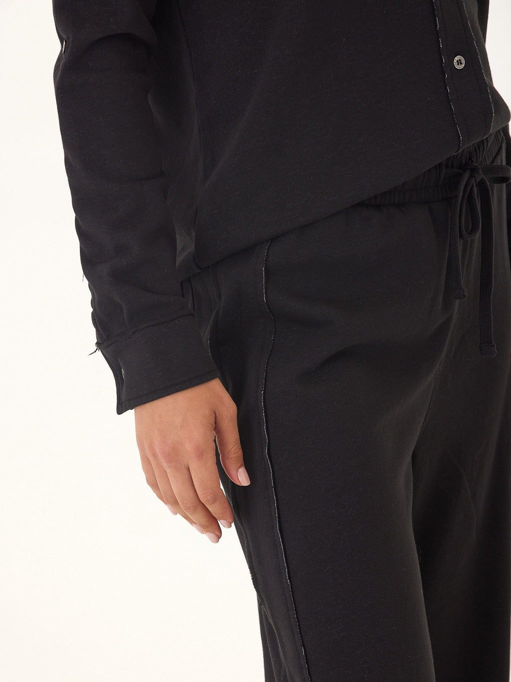 Cotton Blend Terry Wide Leg Pant with Elastic Waistband