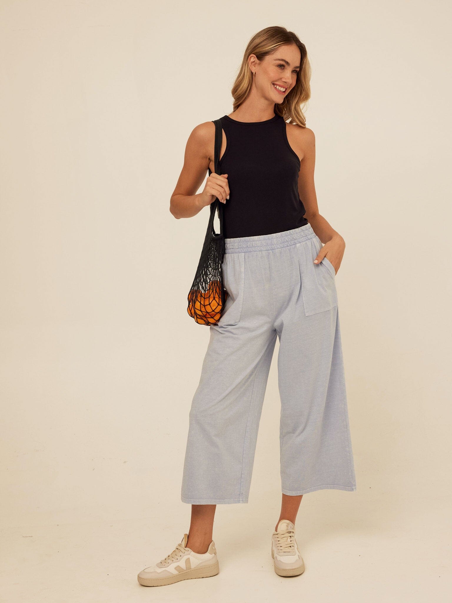 Alva Mineral Wash Eco Jersey Wide Leg Capri Pant
