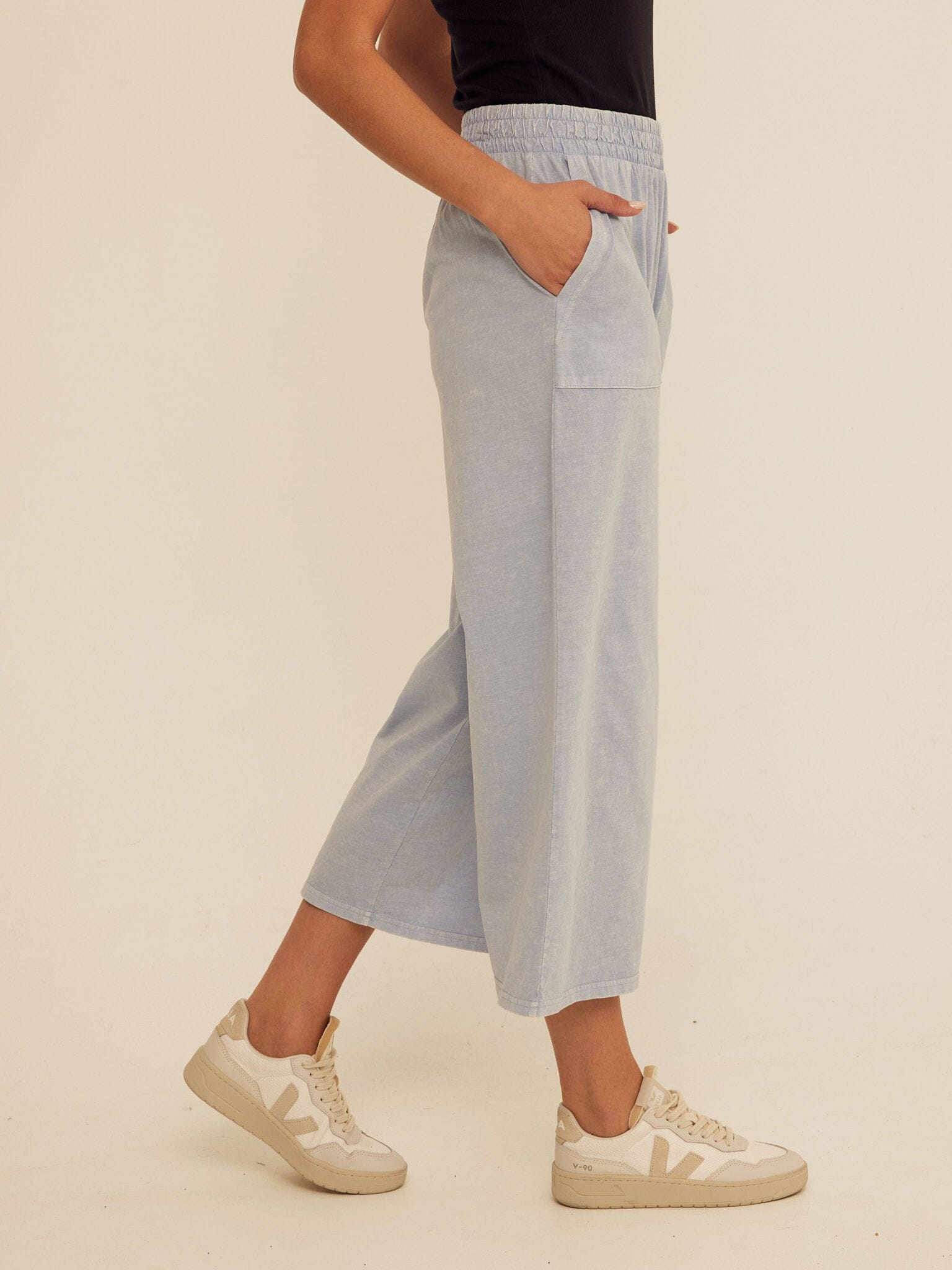 Alva Mineral Wash Eco Jersey Wide Leg Capri Pant