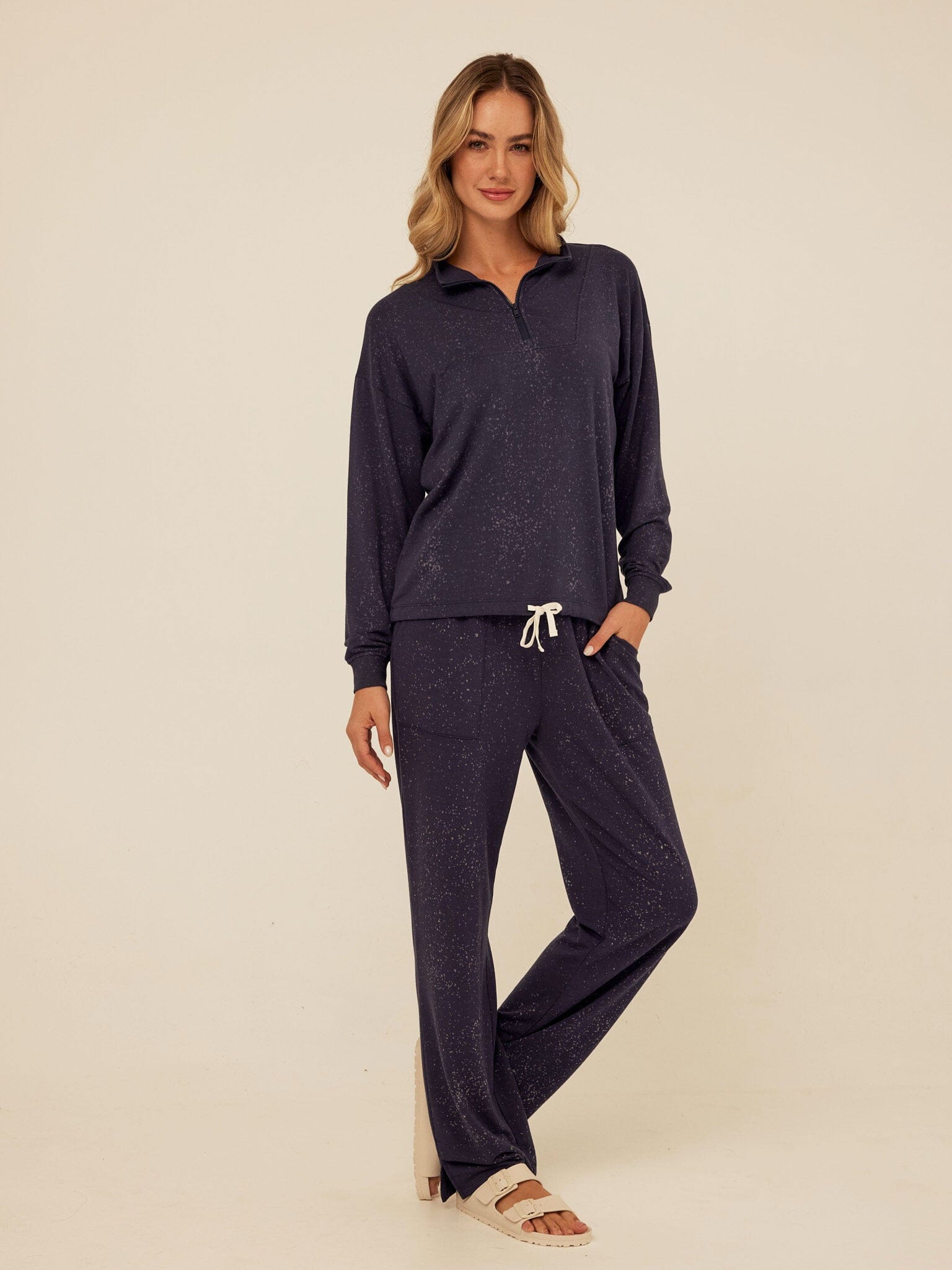 Nyla Spray Wash Modal Terry Half-Zip Pullover