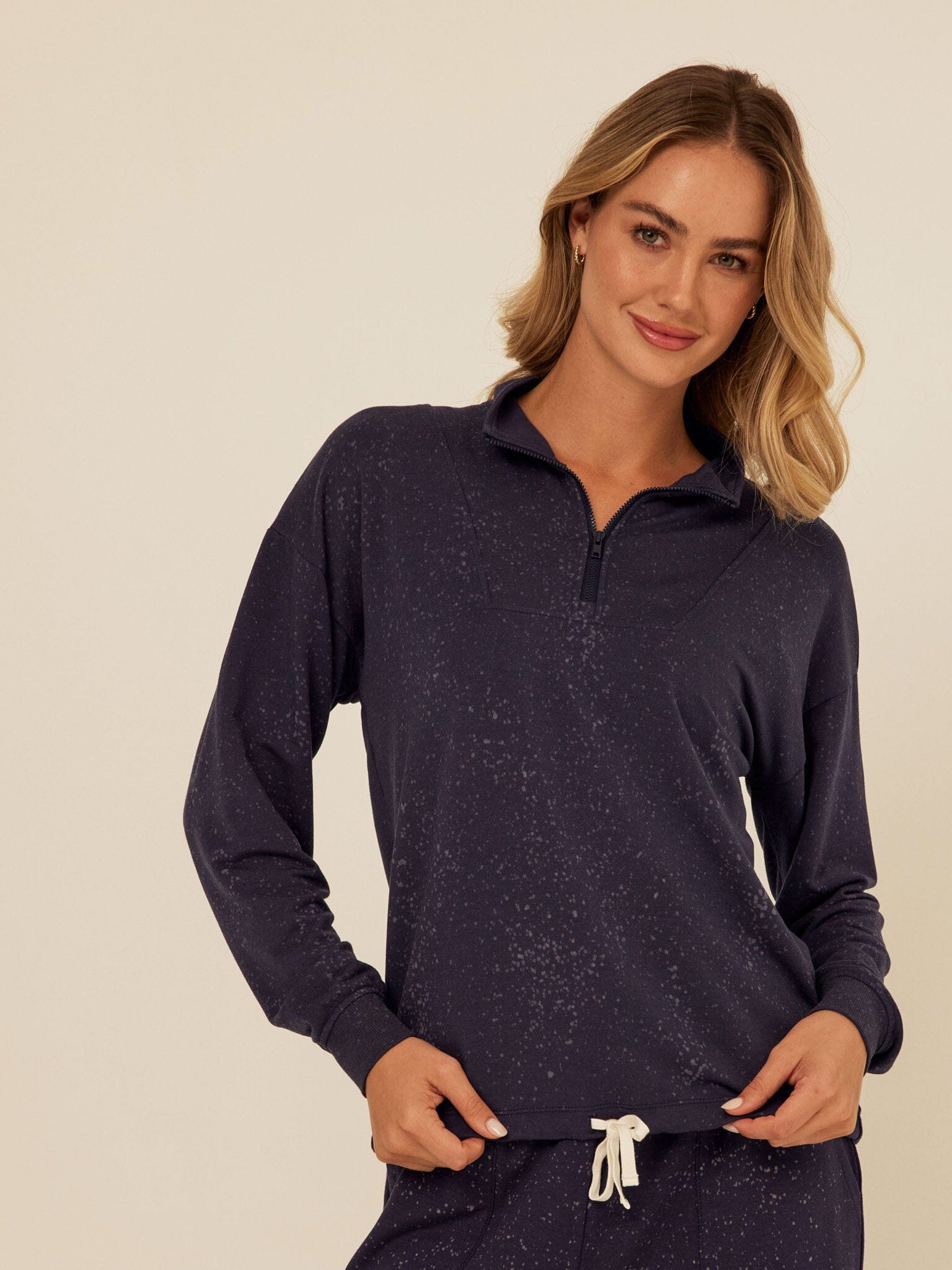 Nyla Spray Wash Modal Terry Half-Zip Pullover