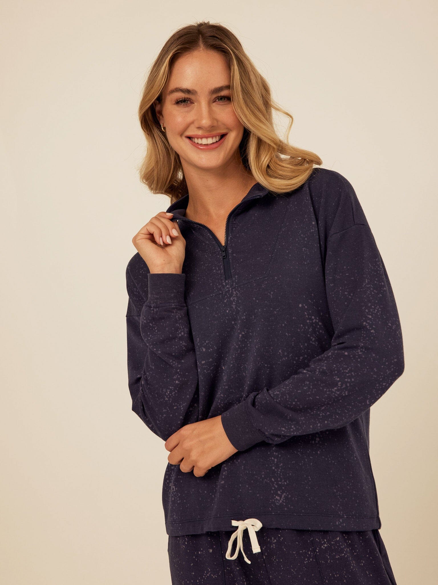 Nyla Spray Wash Modal Terry Half-Zip Pullover