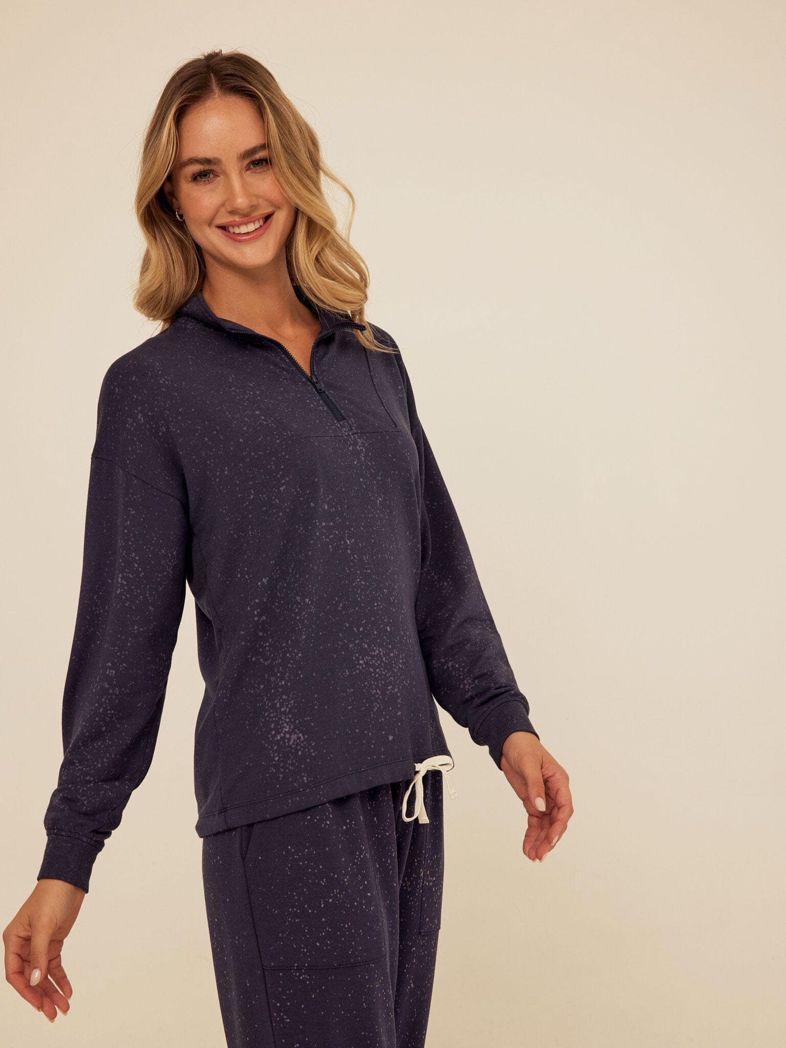 Nyla Spray Wash Modal Terry Half-Zip Pullover