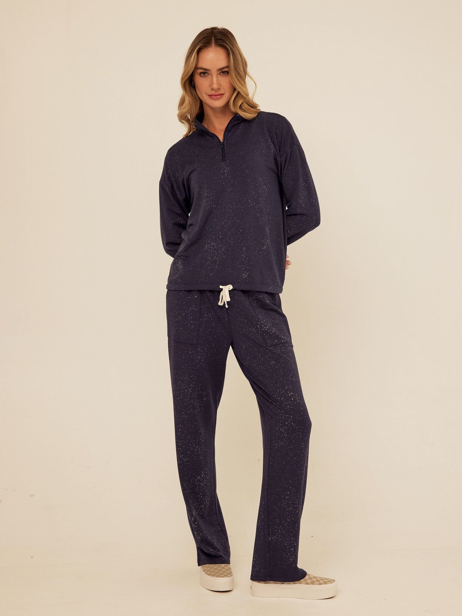 Nyla Spray Wash Modal Terry Half-Zip Pullover