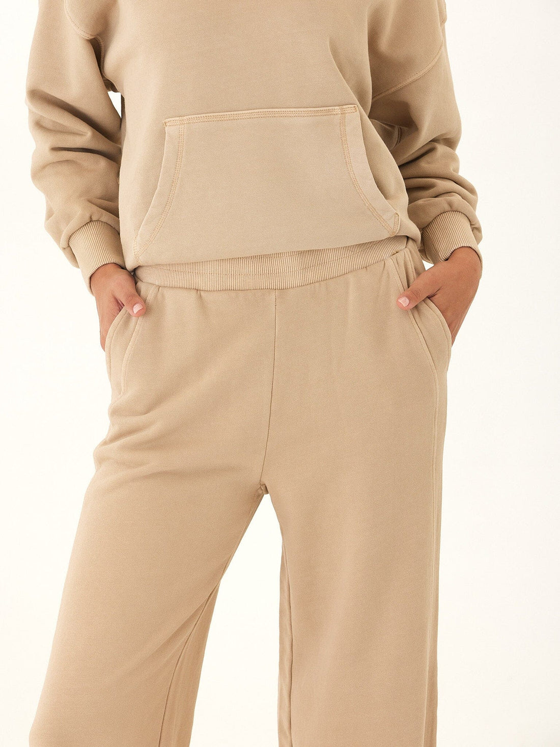 Women's Core Feather Fleece Wide-Leg Sweatpant in Beige and Tan
