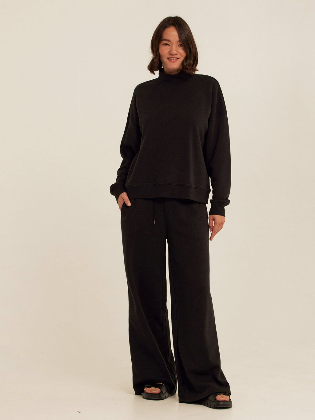 Triblend Fleece Mock Neck Pullover - Relaxed Fit Cozy Sweater