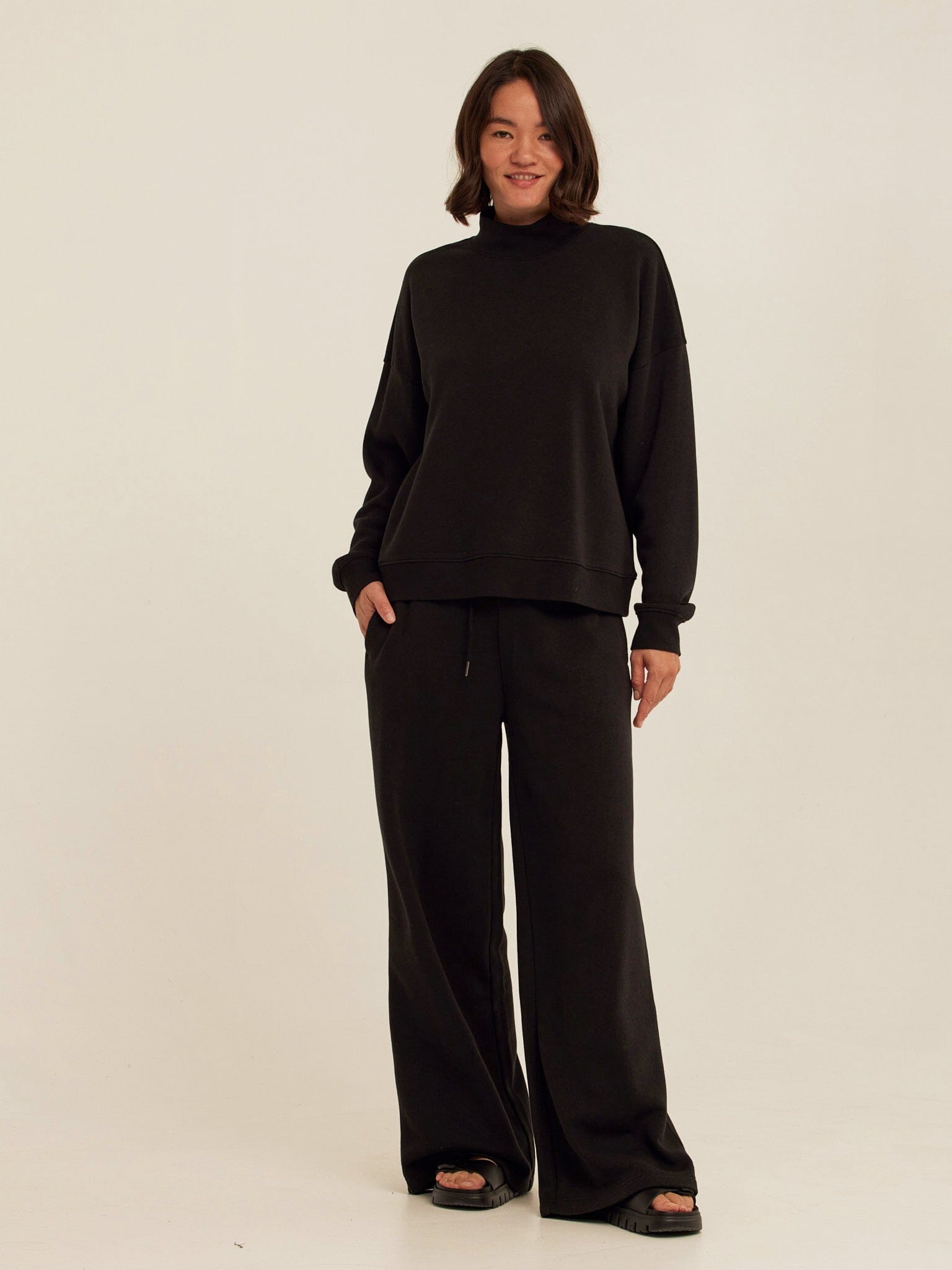 Triblend Fleece Mock Neck Pullover - Relaxed Fit Cozy Sweater