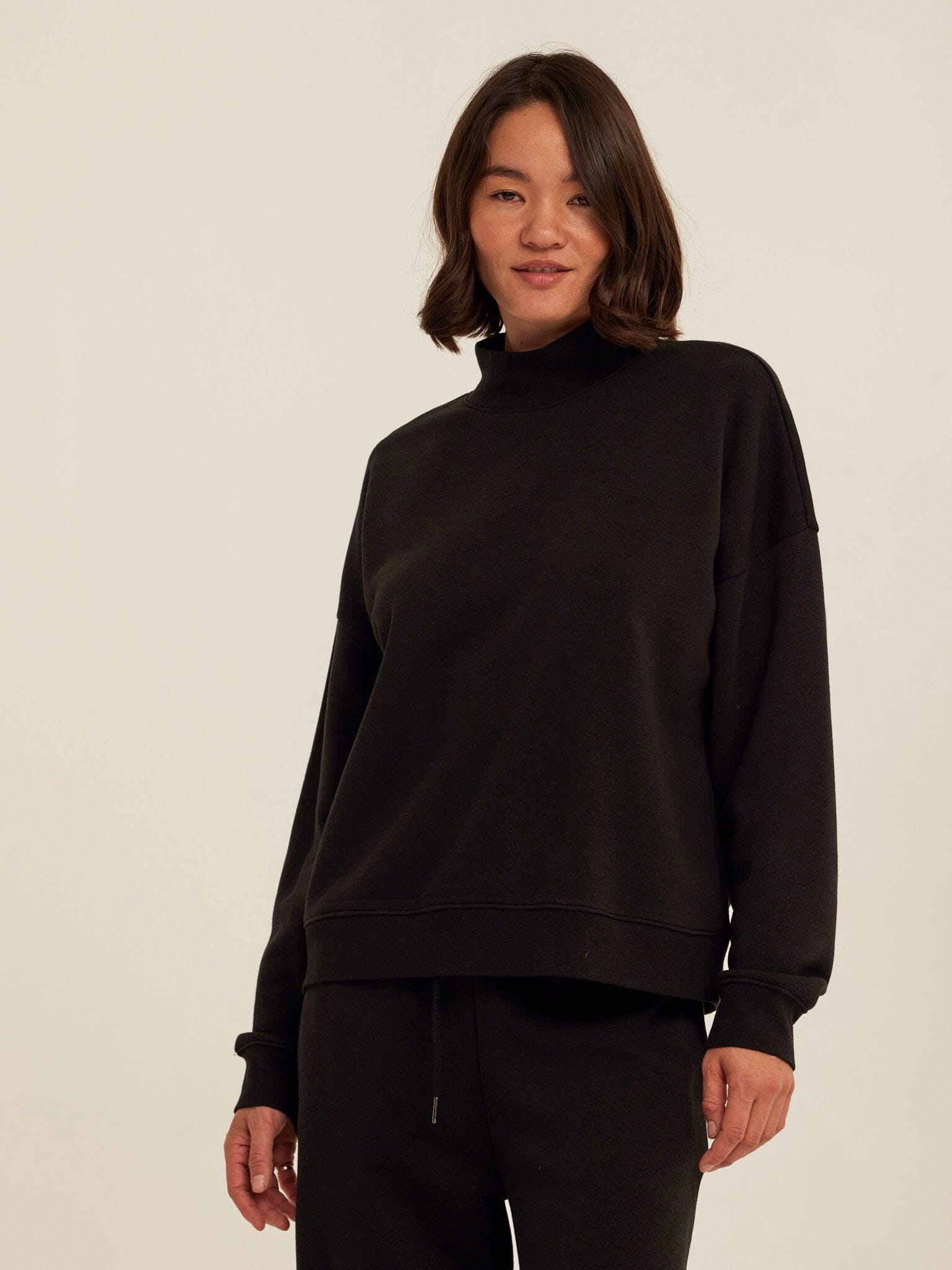 Triblend Fleece Mock Neck Pullover - Relaxed Fit Cozy Sweater