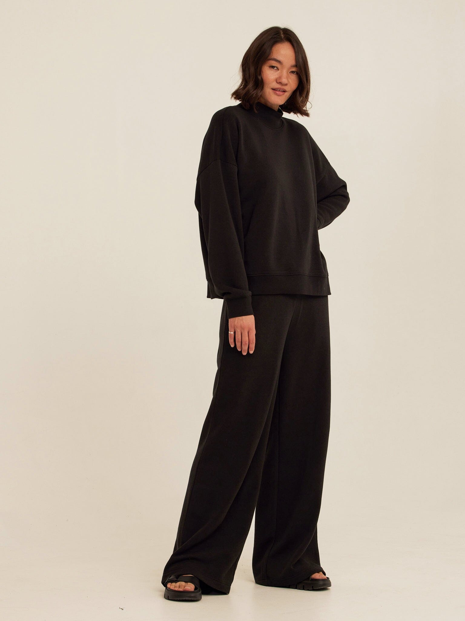 Triblend Fleece Mock Neck Pullover - Relaxed Fit Cozy Sweater