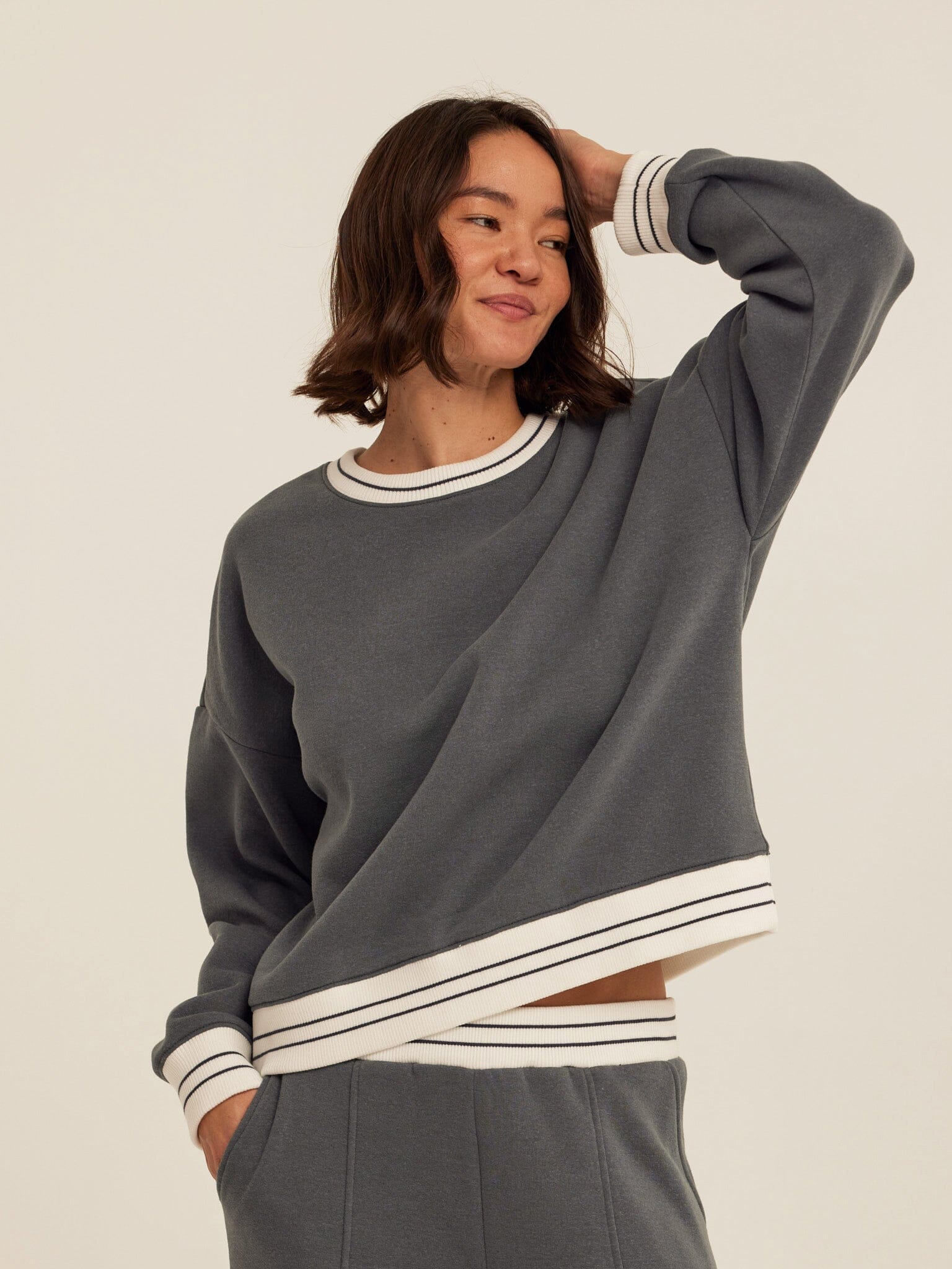 Jahmeera Triblend Fleece Collegiate Pullover - Relaxed Varsity Style