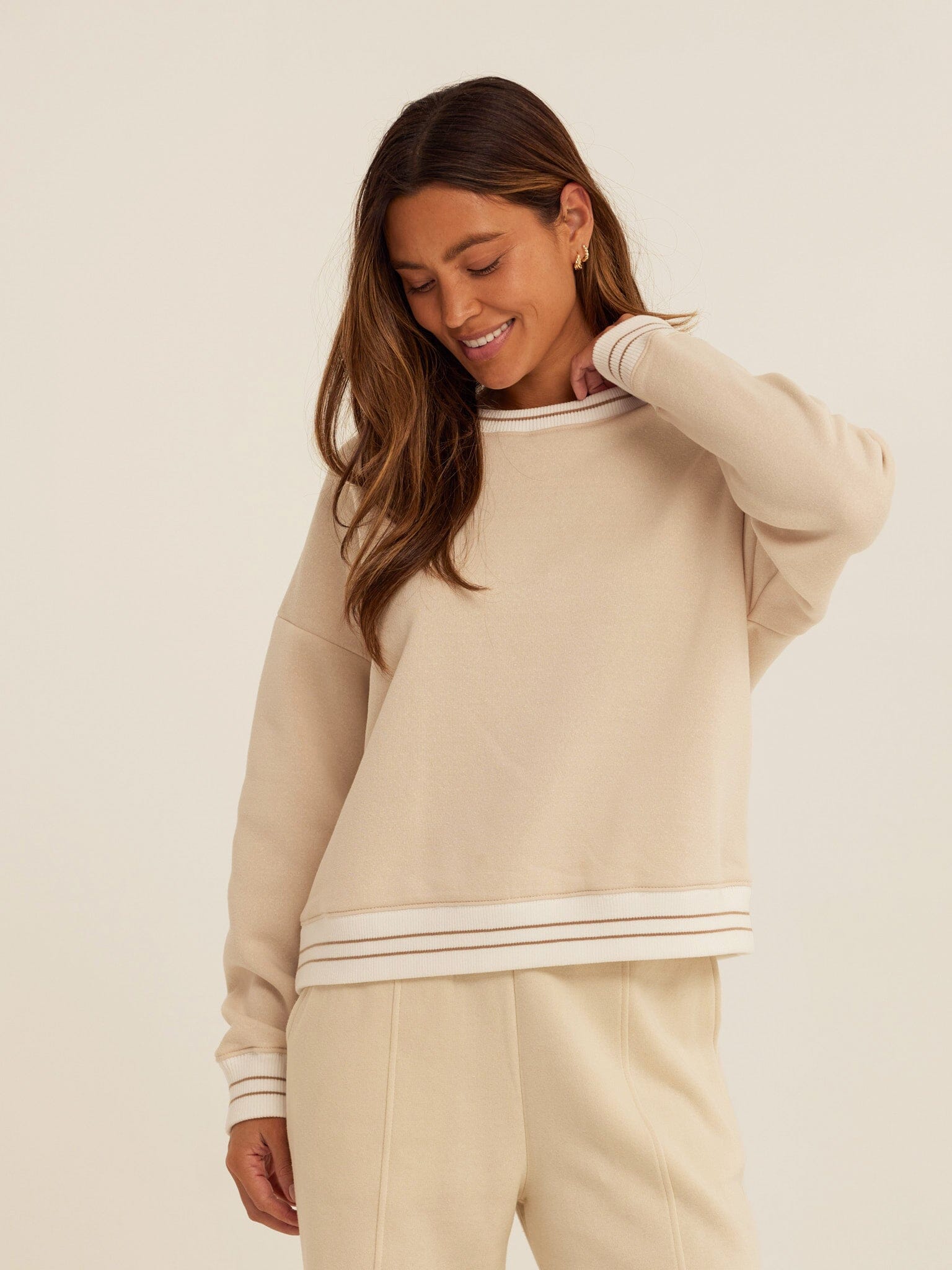 Triblend Fleece Collegiate Pullover with Contrast Rib Trim