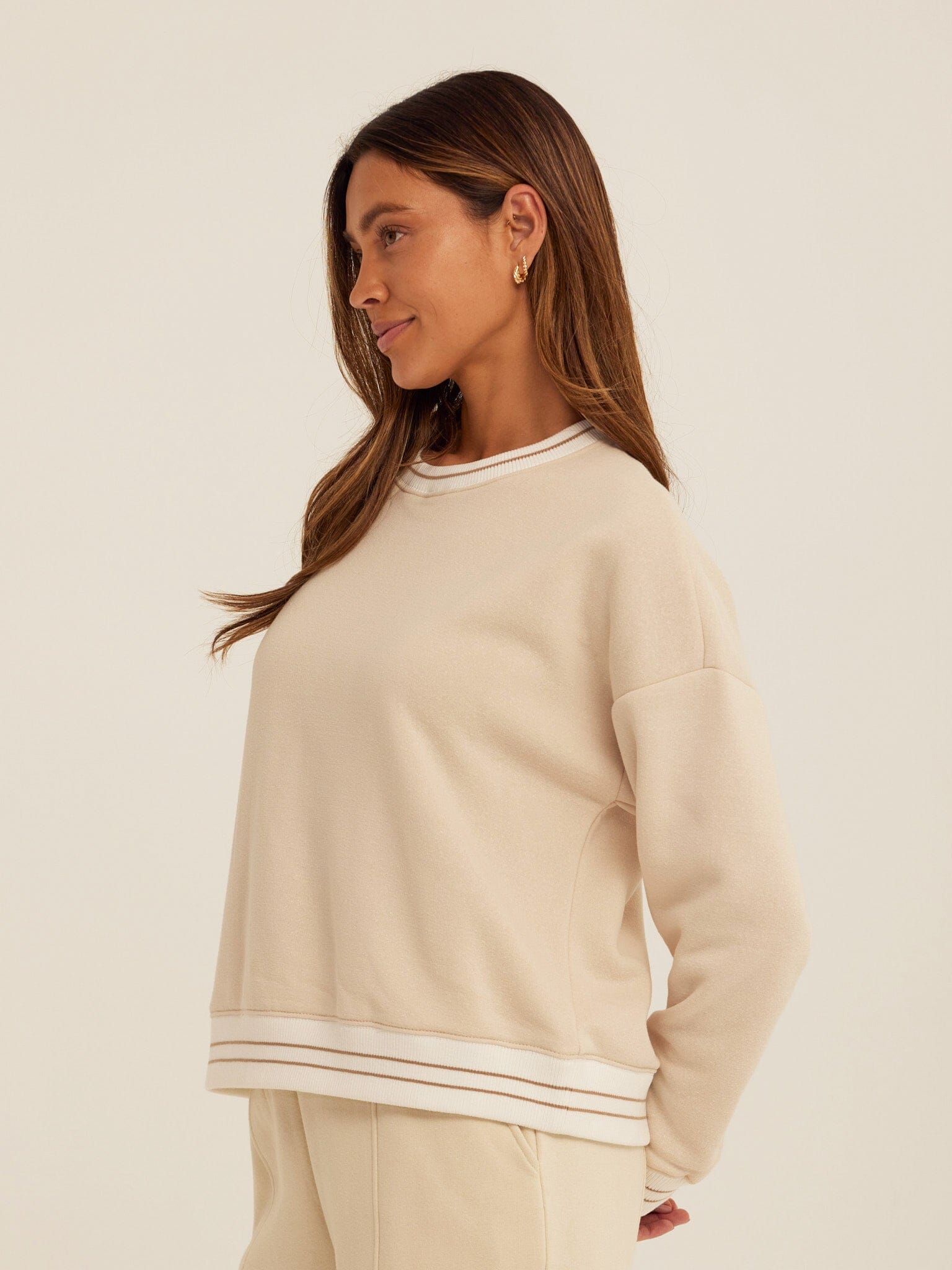 Triblend Fleece Collegiate Pullover with Contrast Rib Trim
