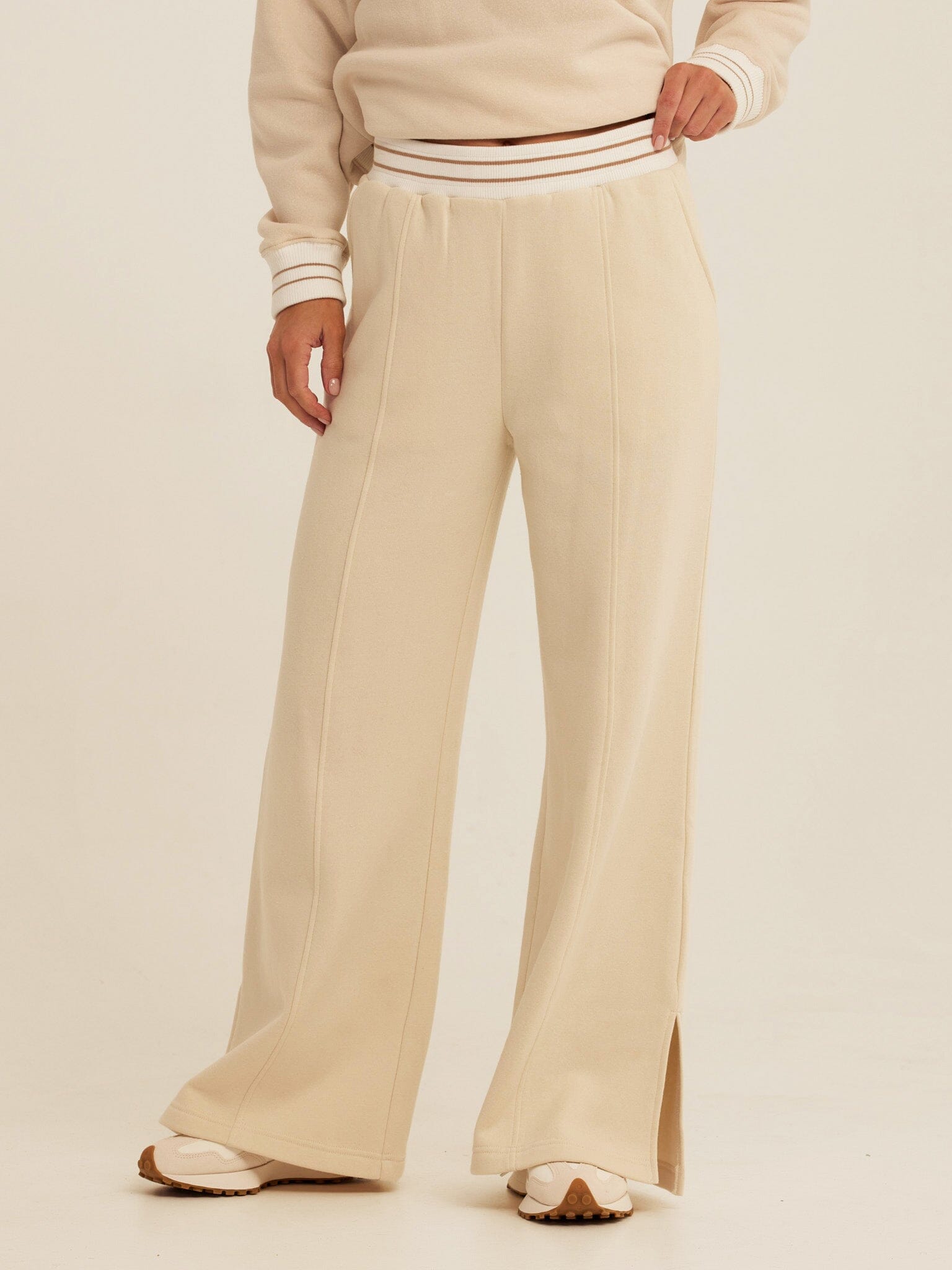 Triblend Fleece Collegiate Wide Leg Pant with Contrast Waistband