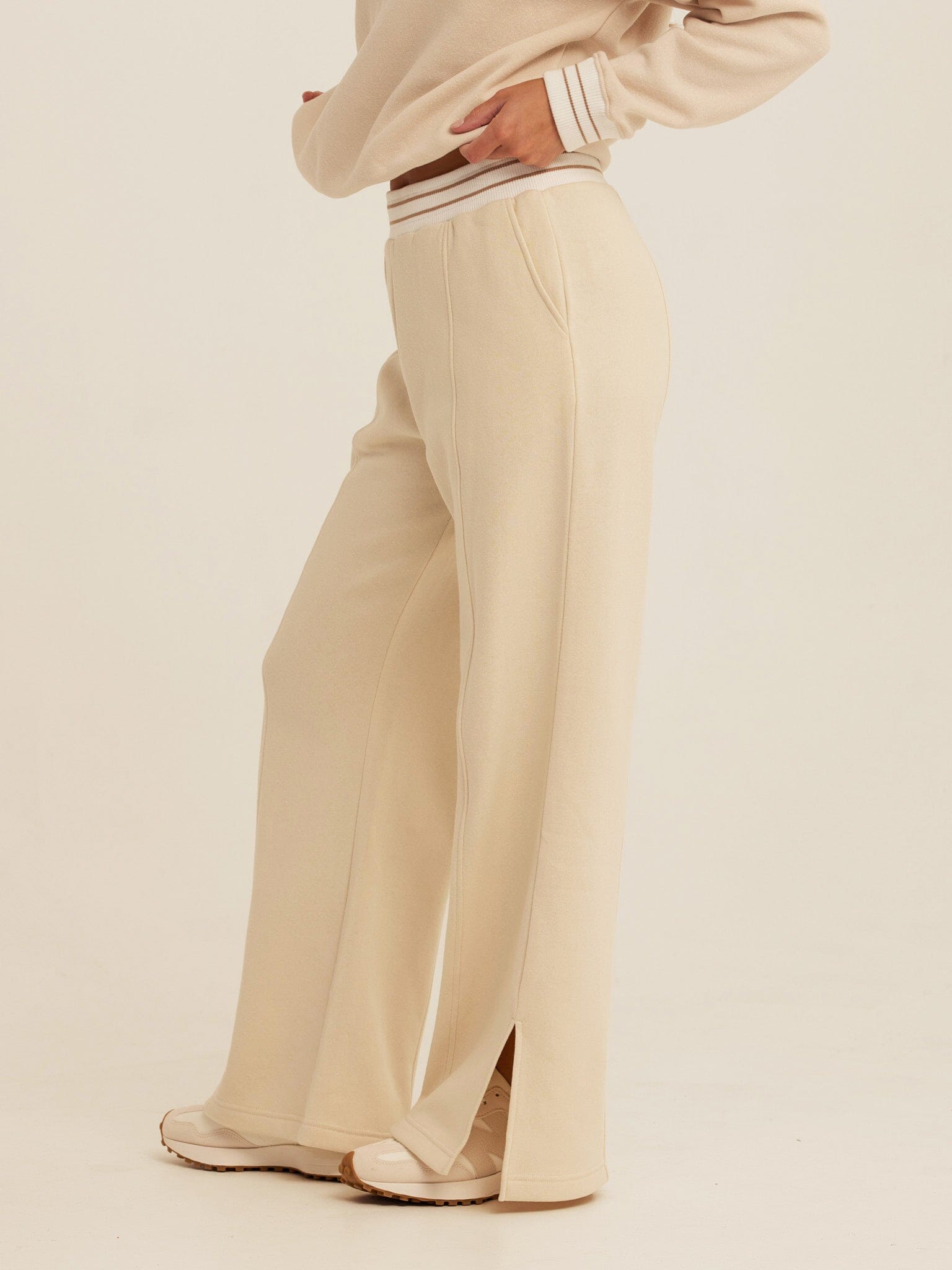 Triblend Fleece Collegiate Wide Leg Pant with Contrast Waistband
