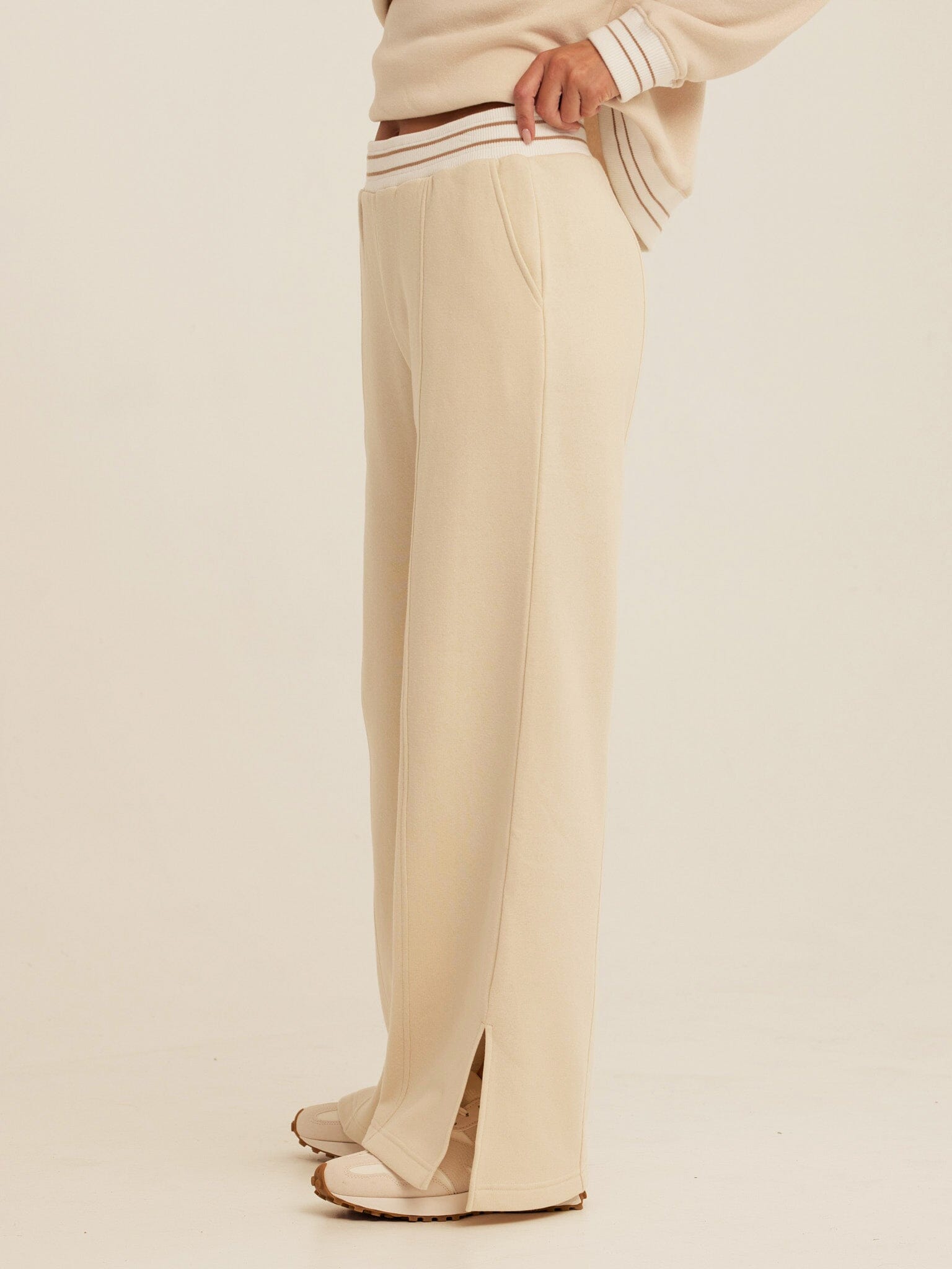 Triblend Fleece Collegiate Wide Leg Pant with Contrast Waistband