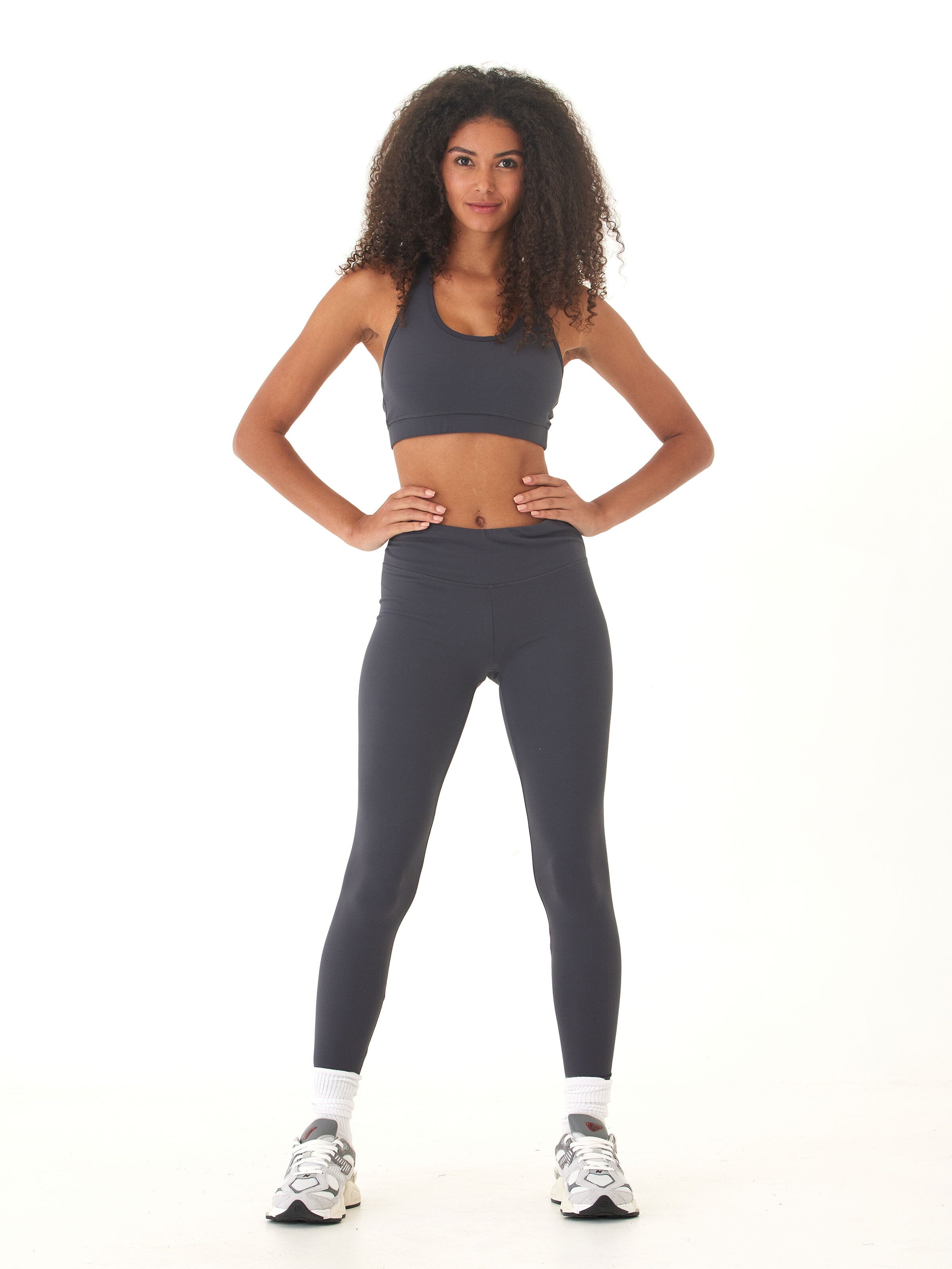 Monica Mid Rise Full Length Legging 26-inch in Charcoal Grey