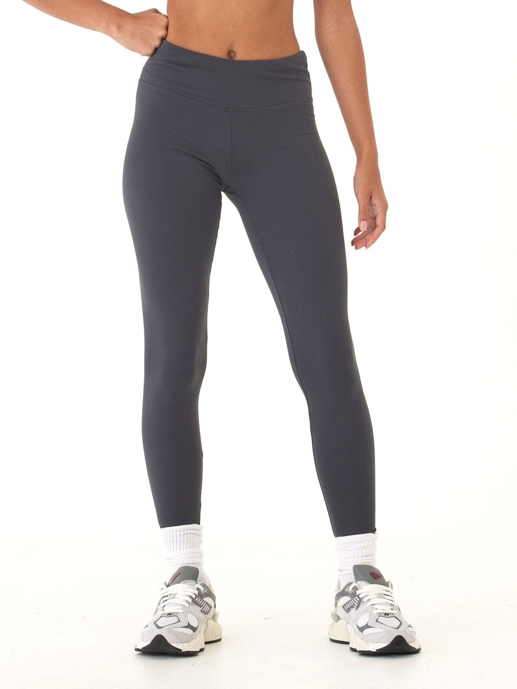 Monica Mid Rise Full Length Legging 26-inch in Charcoal Grey