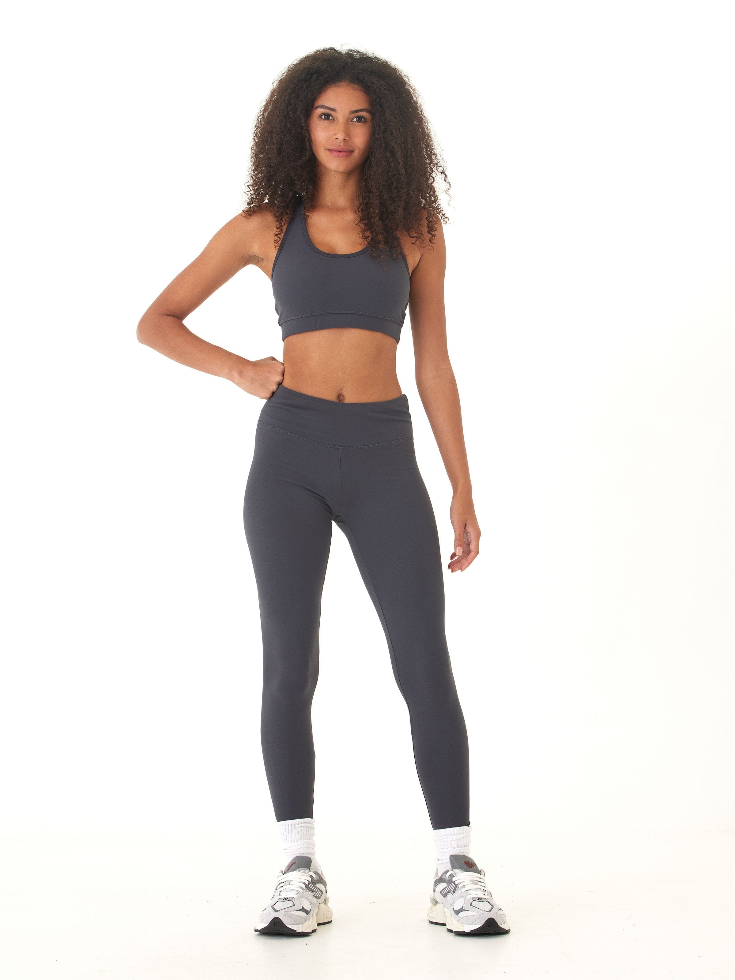 Monica Mid Rise Full Length Legging 26-inch in Charcoal Grey