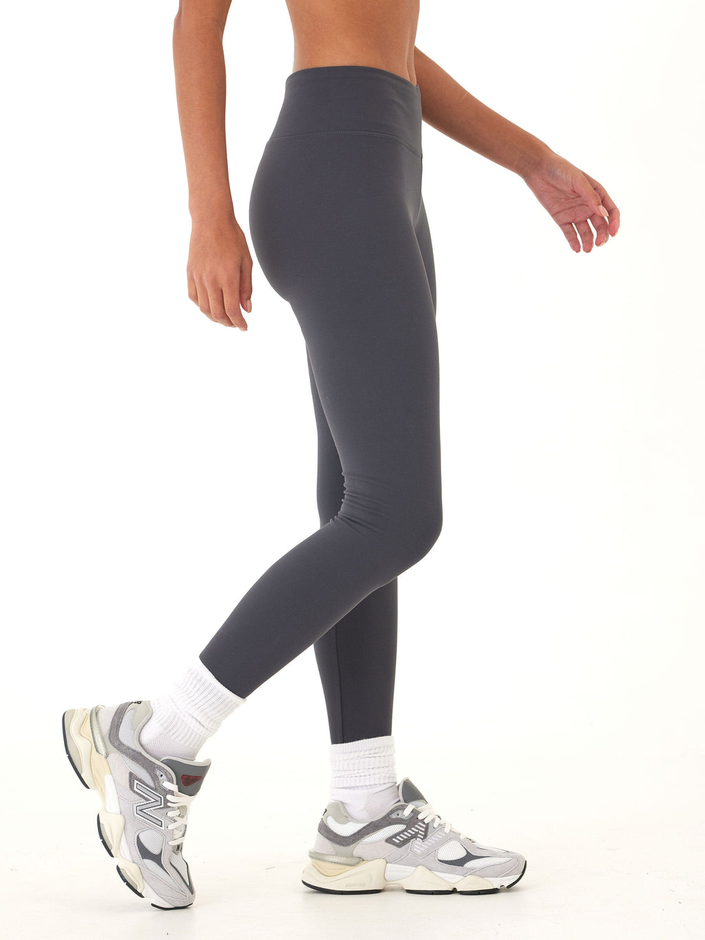 Monica Mid Rise Full Length Legging 26-inch in Charcoal Grey