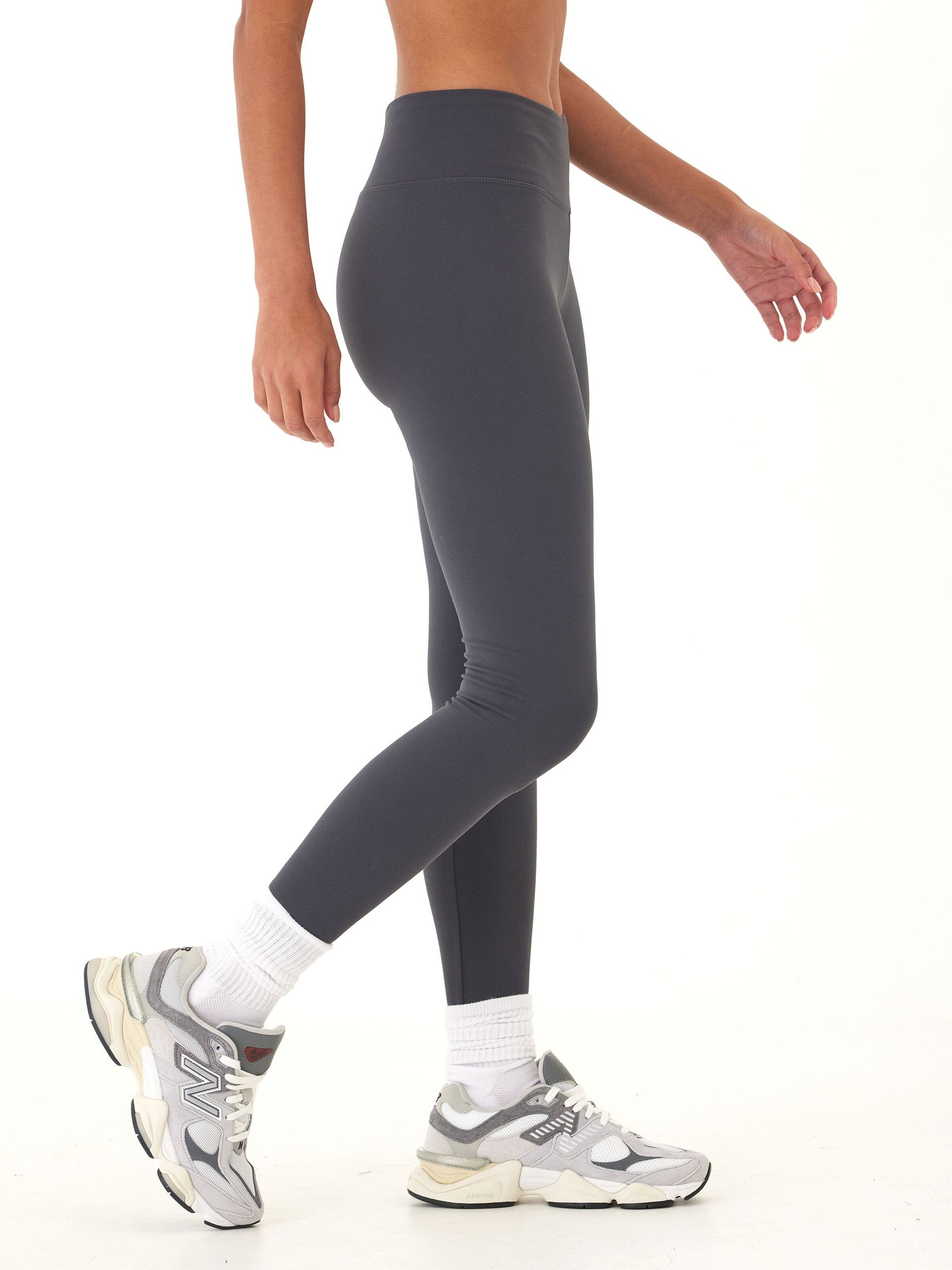 Monica Mid Rise Full Length Legging 26-inch in Charcoal Grey