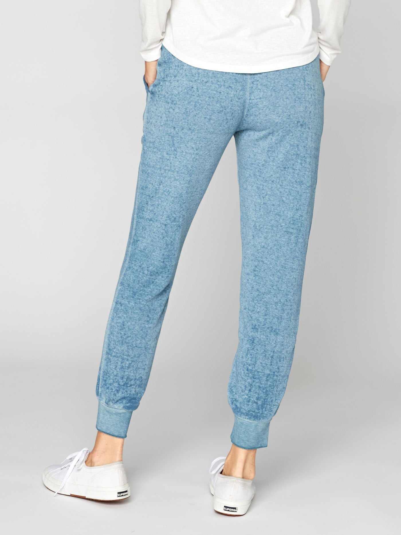 Phoebe Burnout Wash Sweatpants in Blue – Relaxed Fit Athleisure