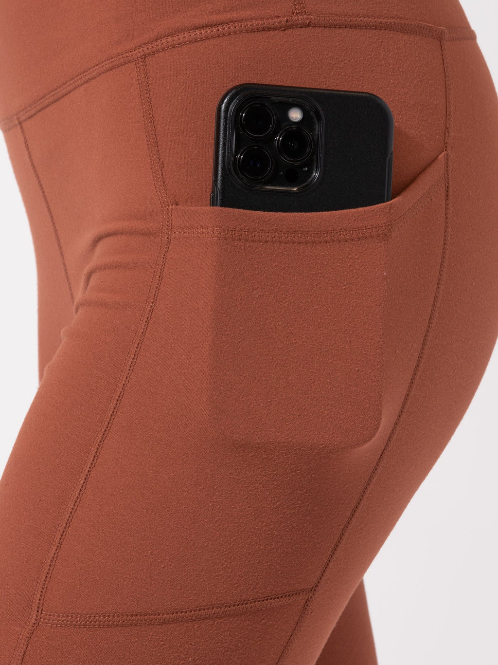 Comfort Fit High-Rise Ankle Length Pocket Leggings Rust