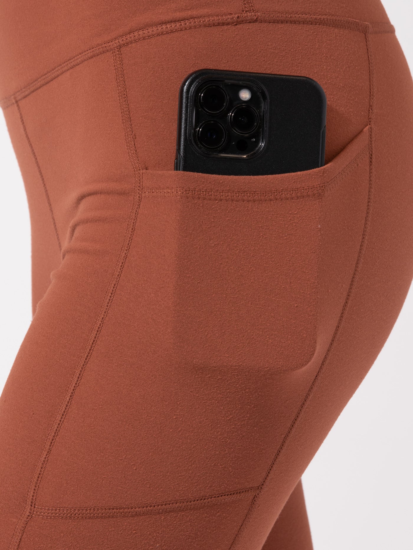 Comfort Fit High-Rise Ankle Length Pocket Leggings Rust