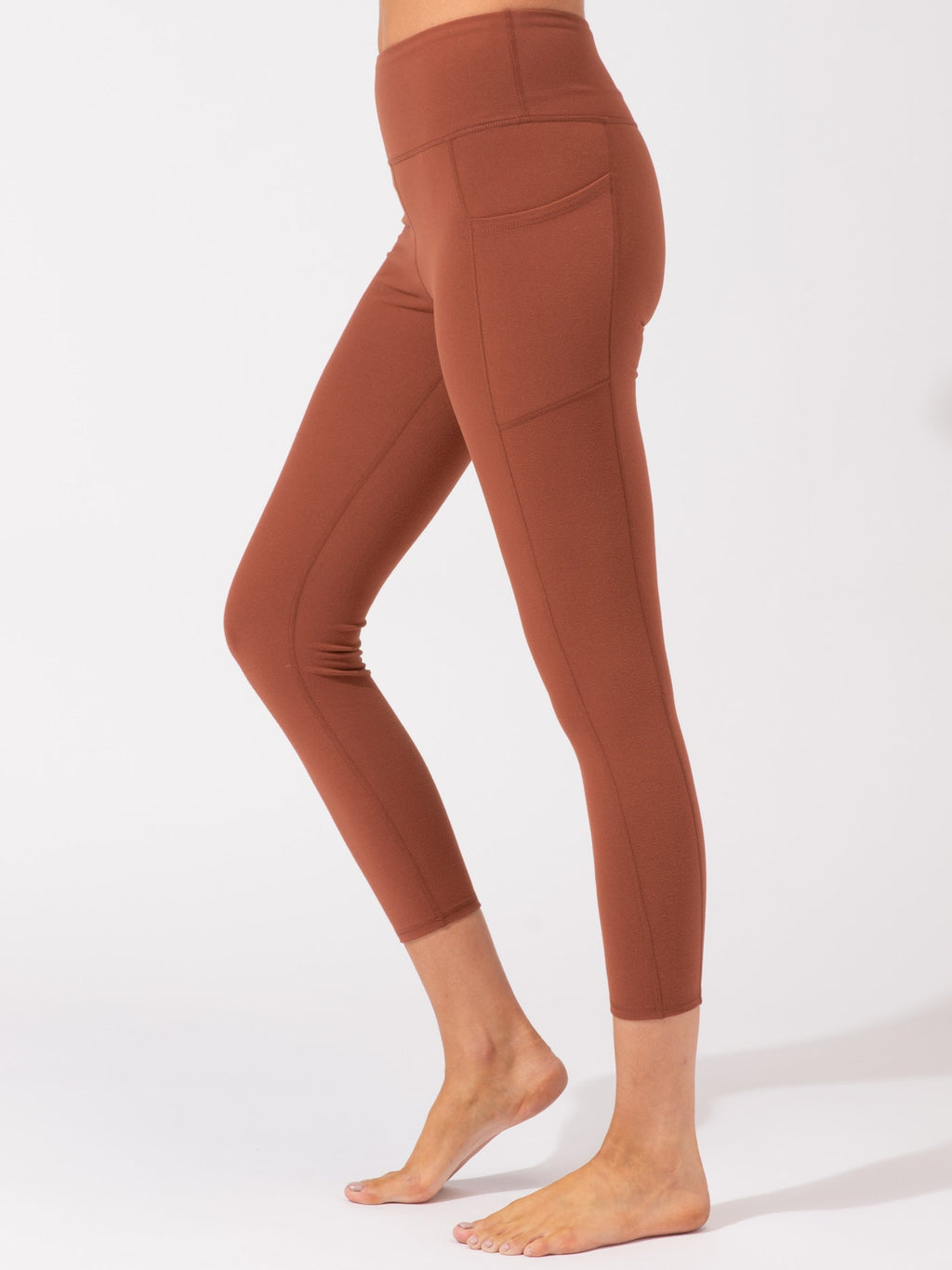 Comfort Fit High-Rise Ankle Length Pocket Leggings Rust
