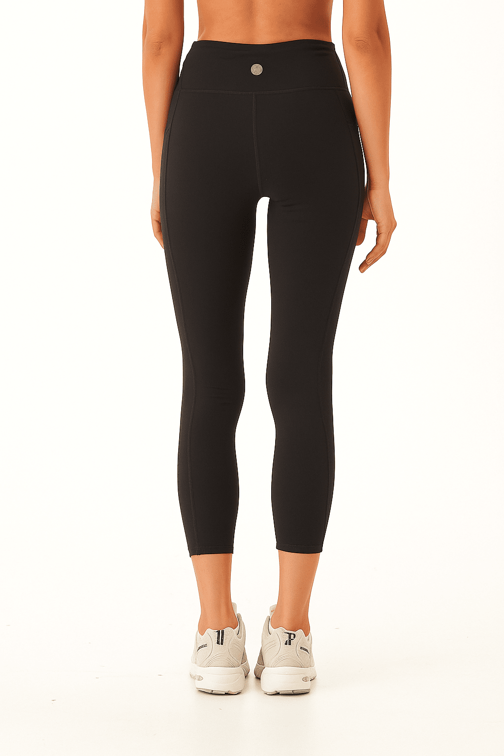 Women's High-Rise Pocket Leggings Ankle Length Black Sporty