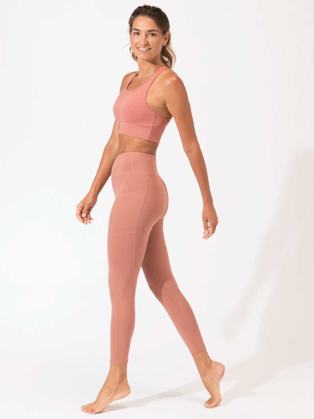 Comfort Fit Ankle Pocket Leggings in Dusty-Rose