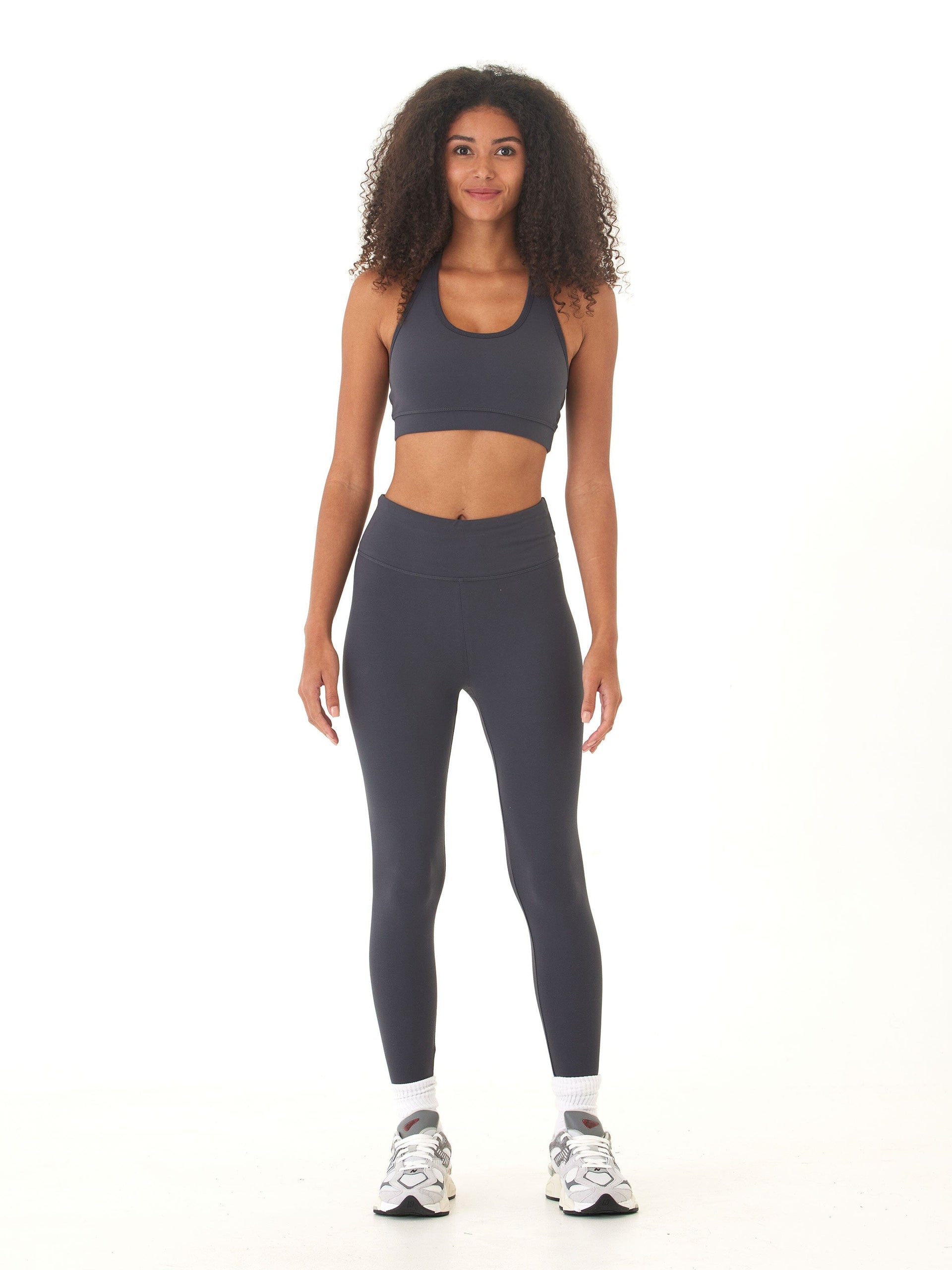 Comfort Fit High-Rise Ankle Leggings in Charcoal Grey
