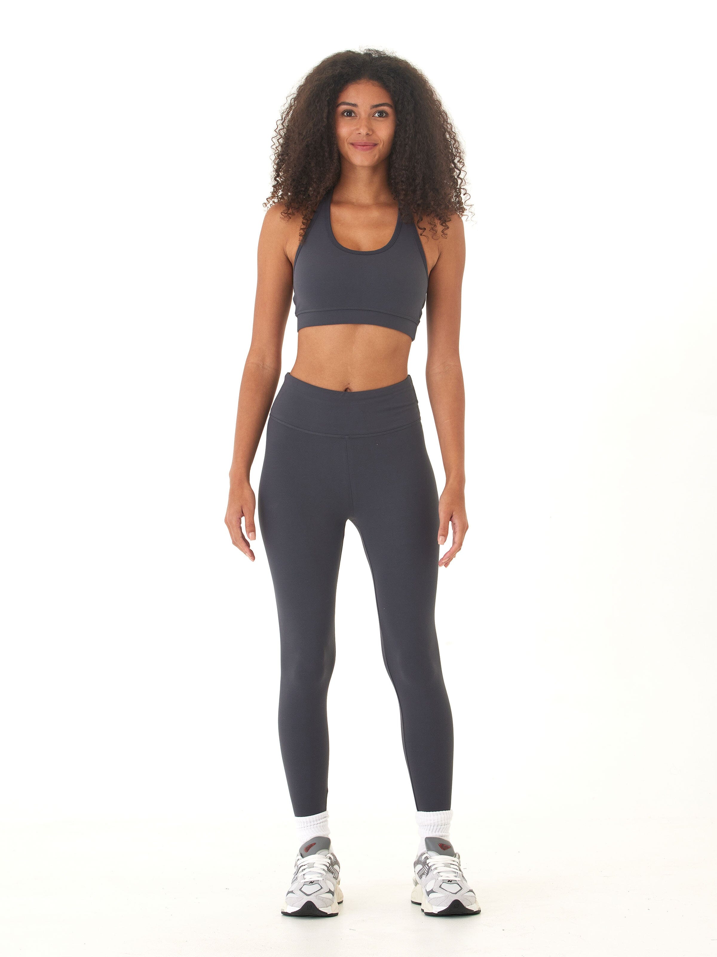 Comfort Fit High-Rise Ankle Leggings in Charcoal Grey