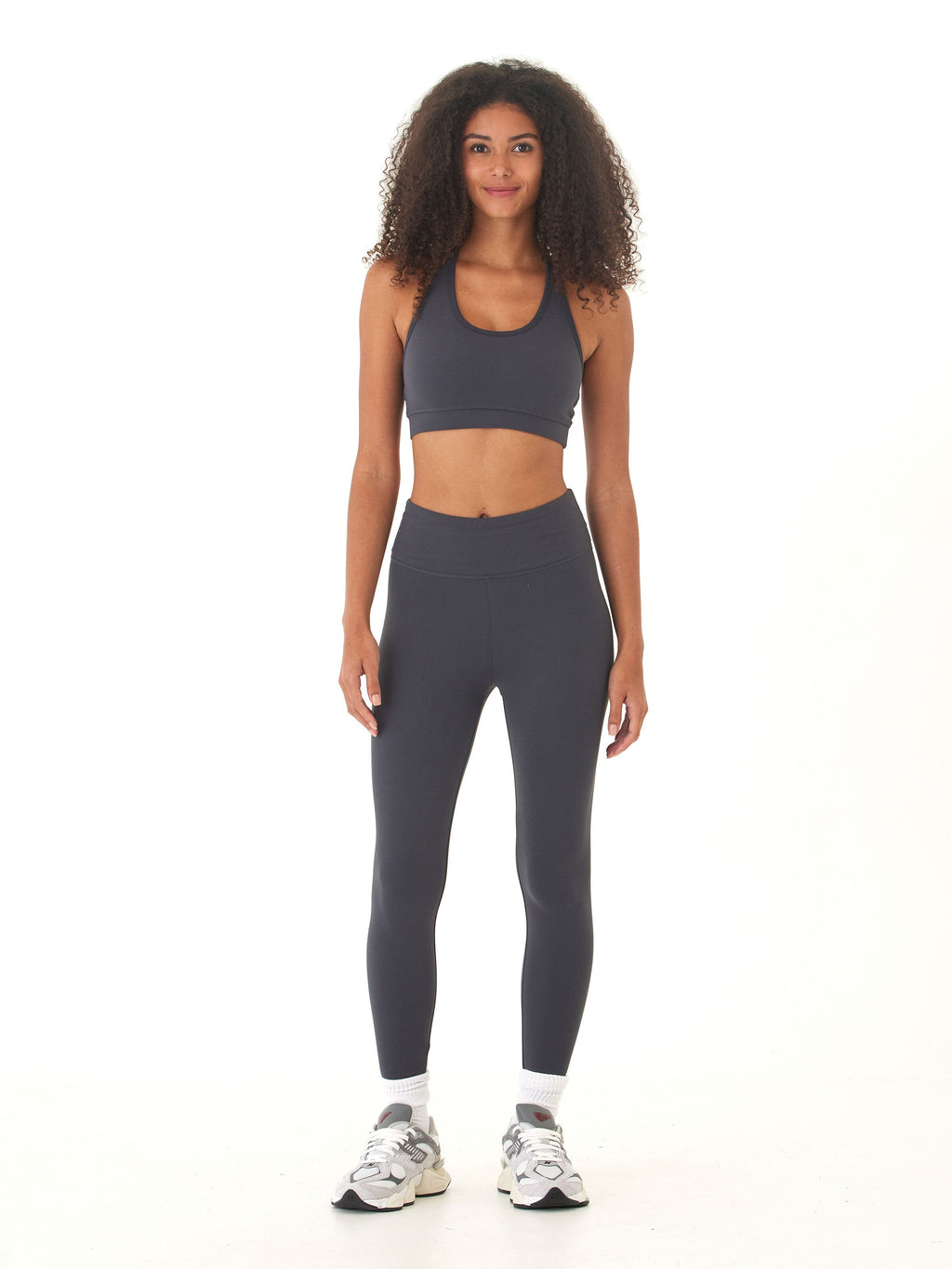 Comfort Fit High-Rise Ankle Leggings in Charcoal Grey
