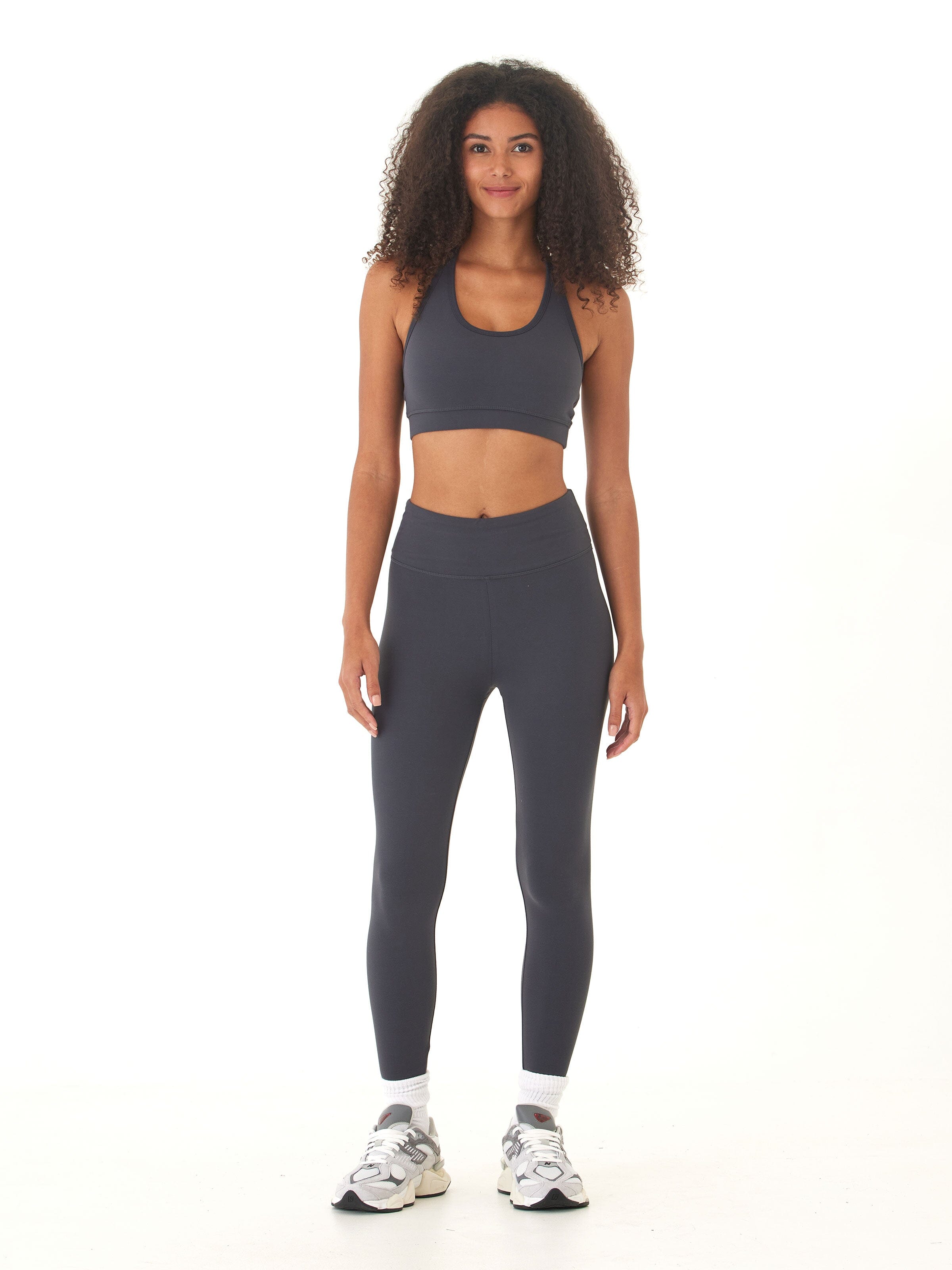 Comfort Fit High-Rise Ankle Leggings in Charcoal Grey