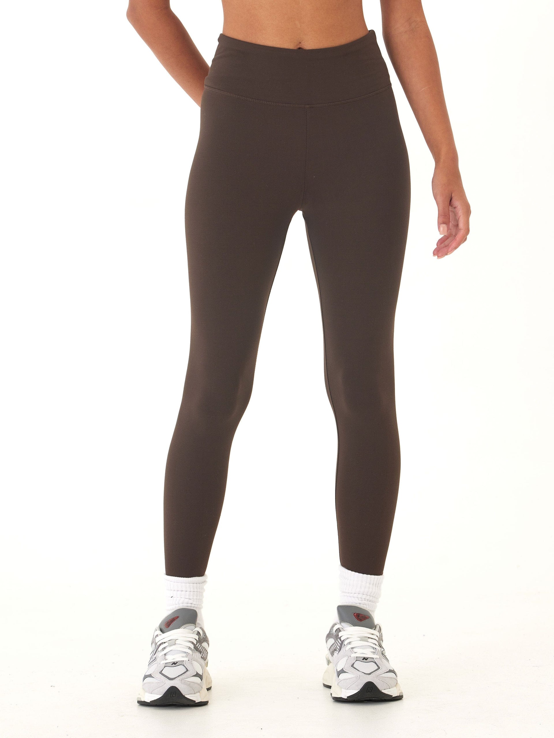 Comfort Fit High-Rise Ankle Length Legging in Brown
