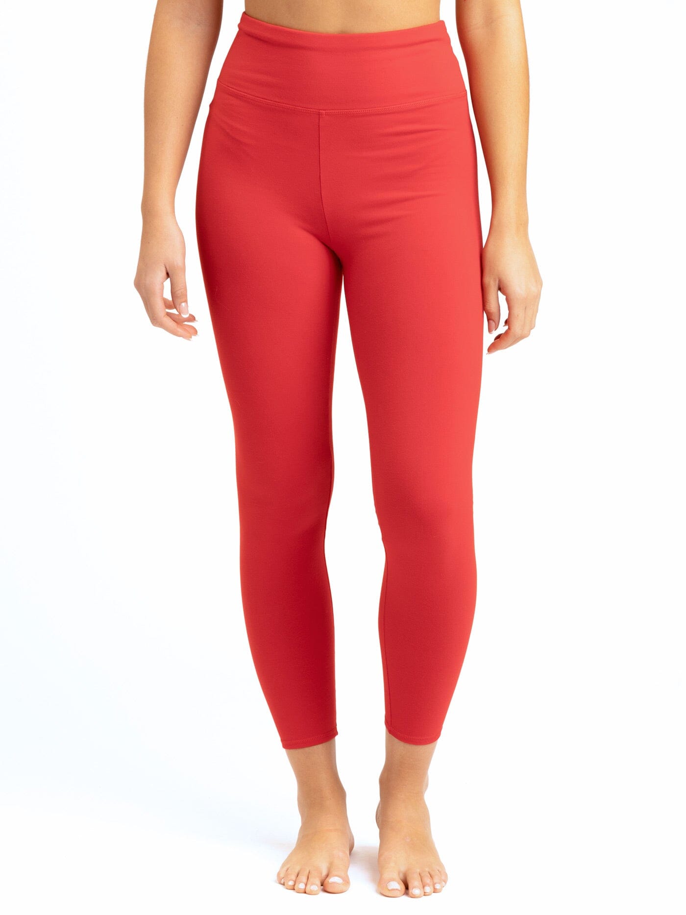 Women's High-Rise Ankle Length Legging in Vibrant Red
