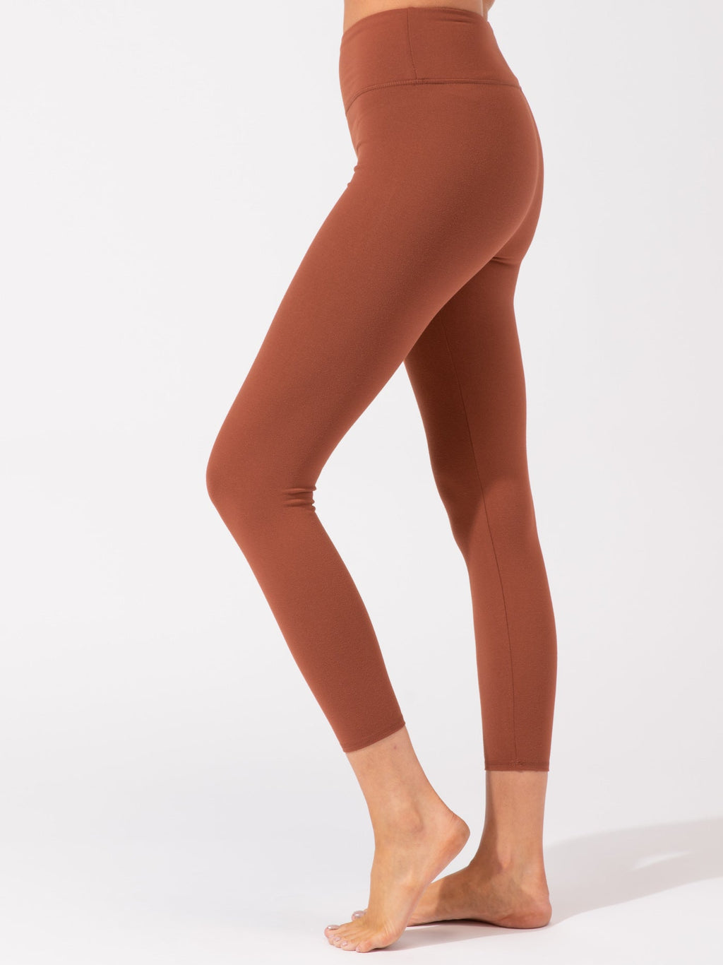 High-Rise Ankle Length Leggings for Women in Rust and Terracotta