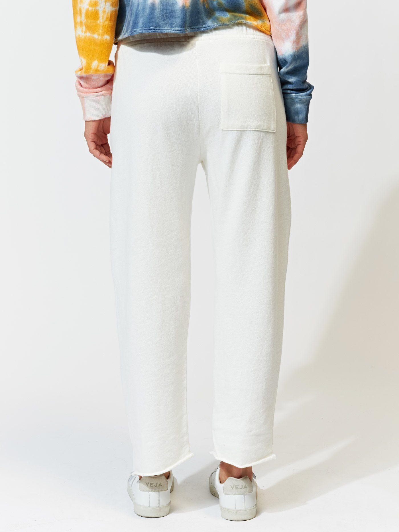 Romilly Step-Hem Jogger Sweatpants in White
