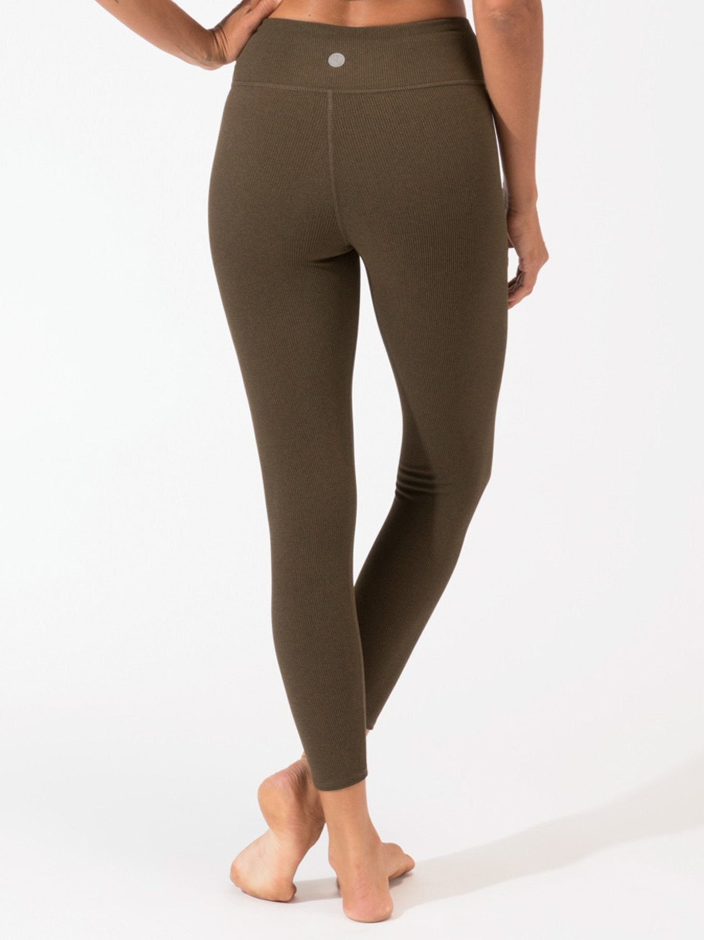 Arielle High-Waist Ribbed Leggings in Olive Green