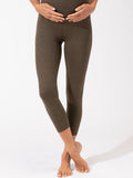 Women's Monica Maternity Ankle Legging in solid olive-green knit fabric