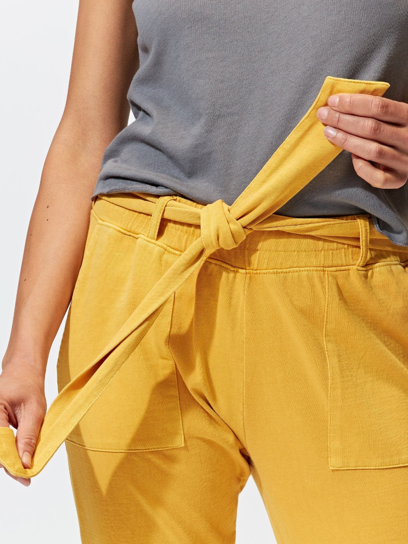 Marchelle Tie Front Jogger in Mustard Yellow Organic Cotton