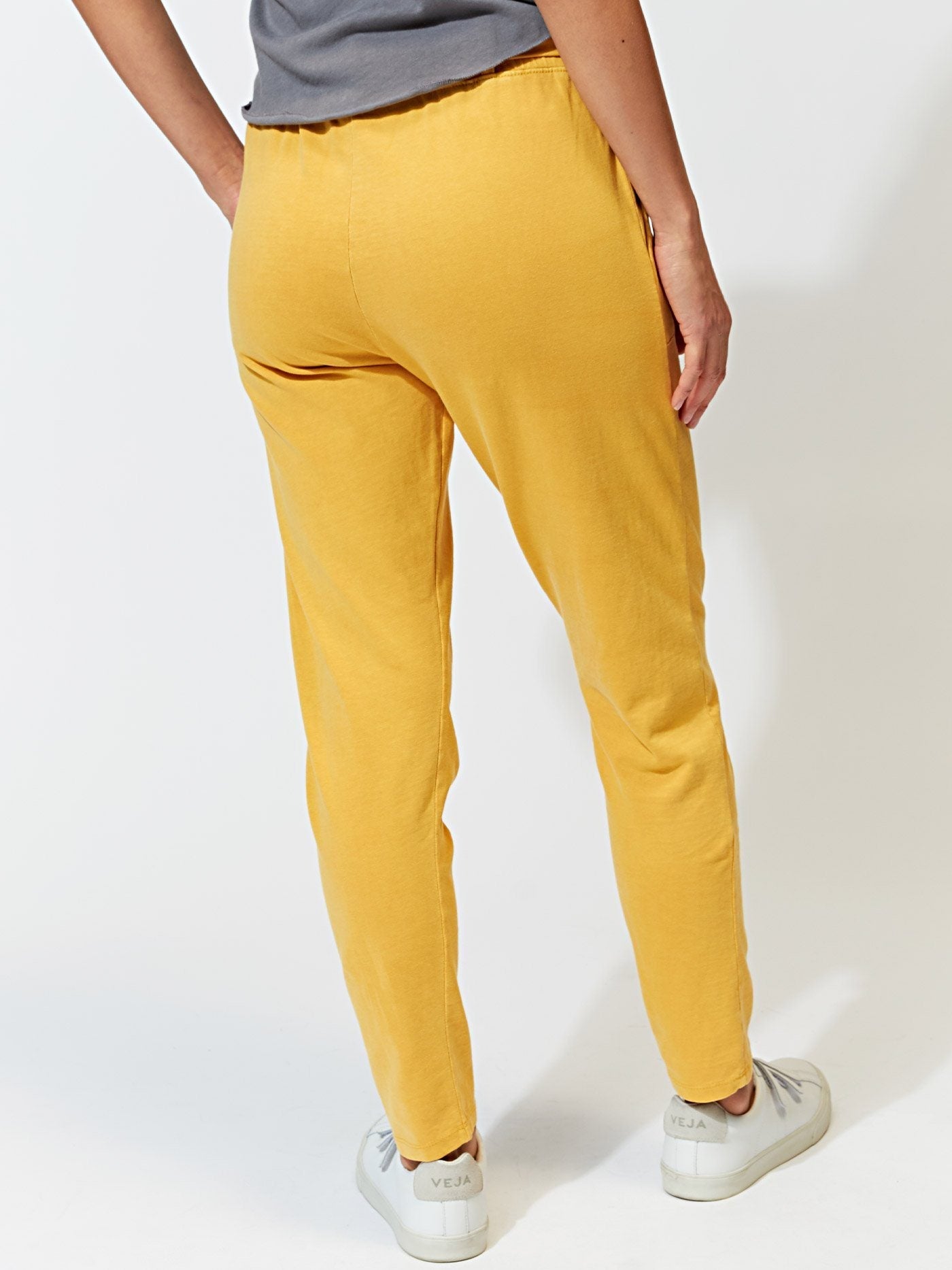 Marchelle Tie Front Jogger in Mustard Yellow Organic Cotton