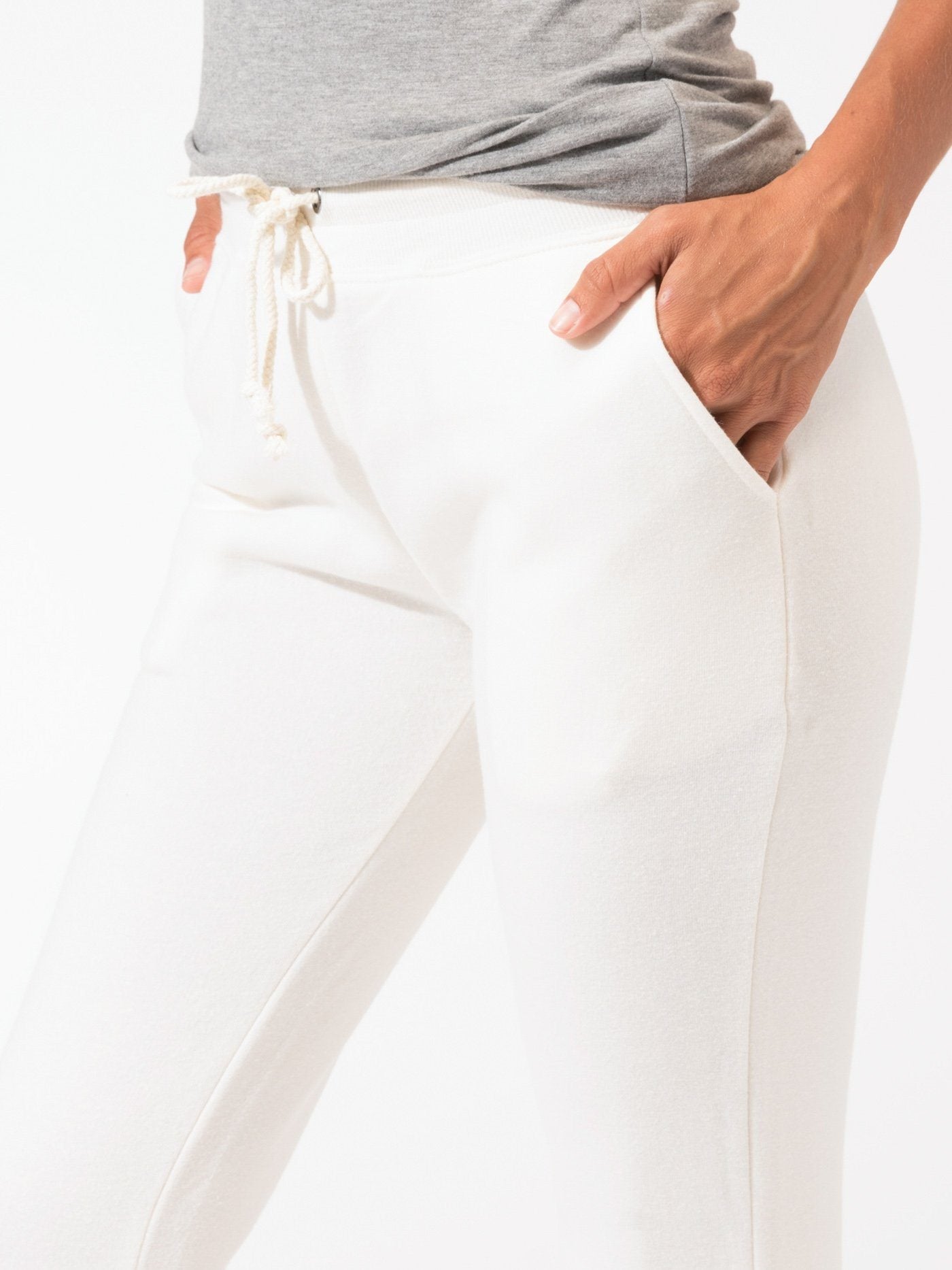 Women's Slim Fit Triblend Jogger in White - Ankle Length Lounge